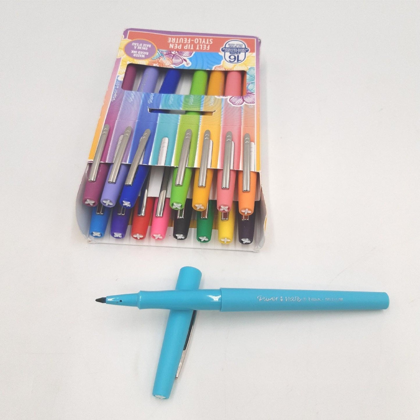 Paper Mate Filzstifte Schreibwaren Flair Tropical Farben mittlere Spitze stabile Tasche mit 16 St