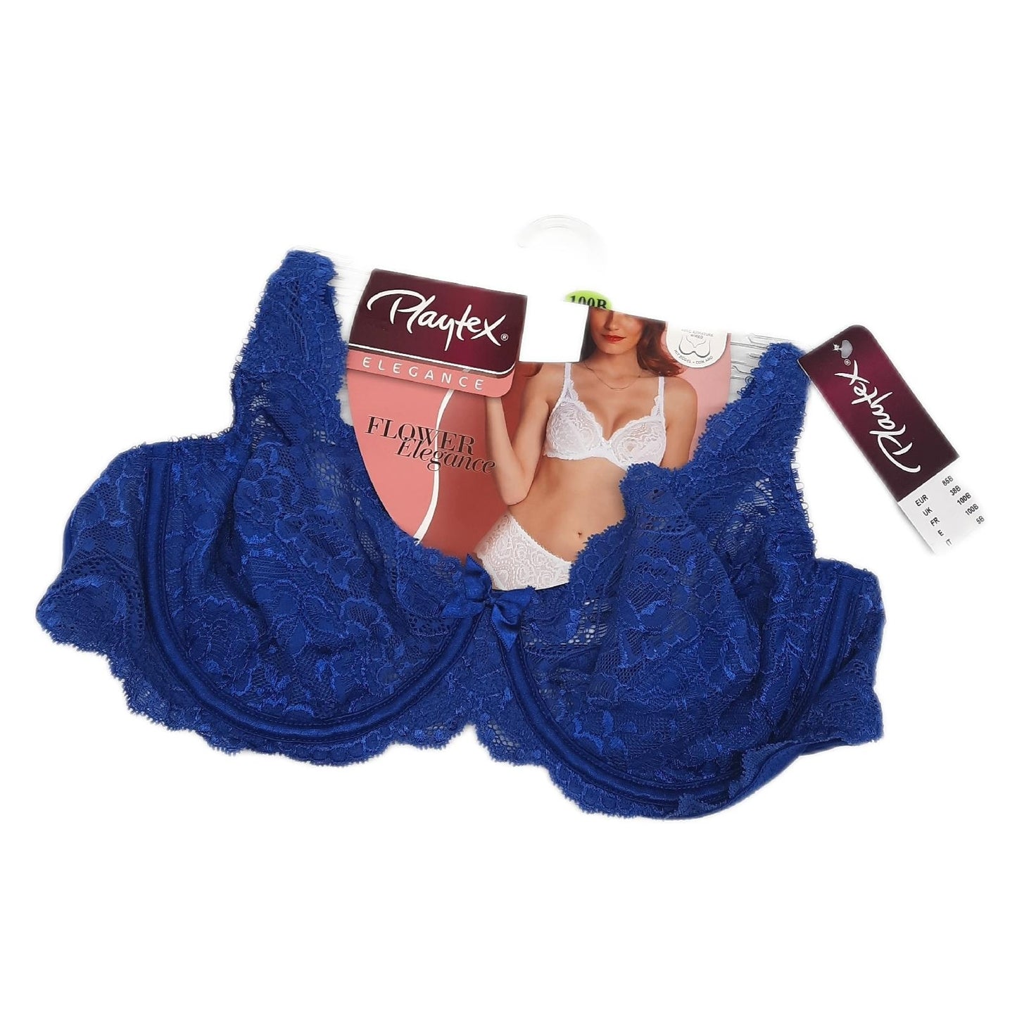 Platex Damen BH Damenwäsche Flower Elegance Push Up Komfort Blau 85B