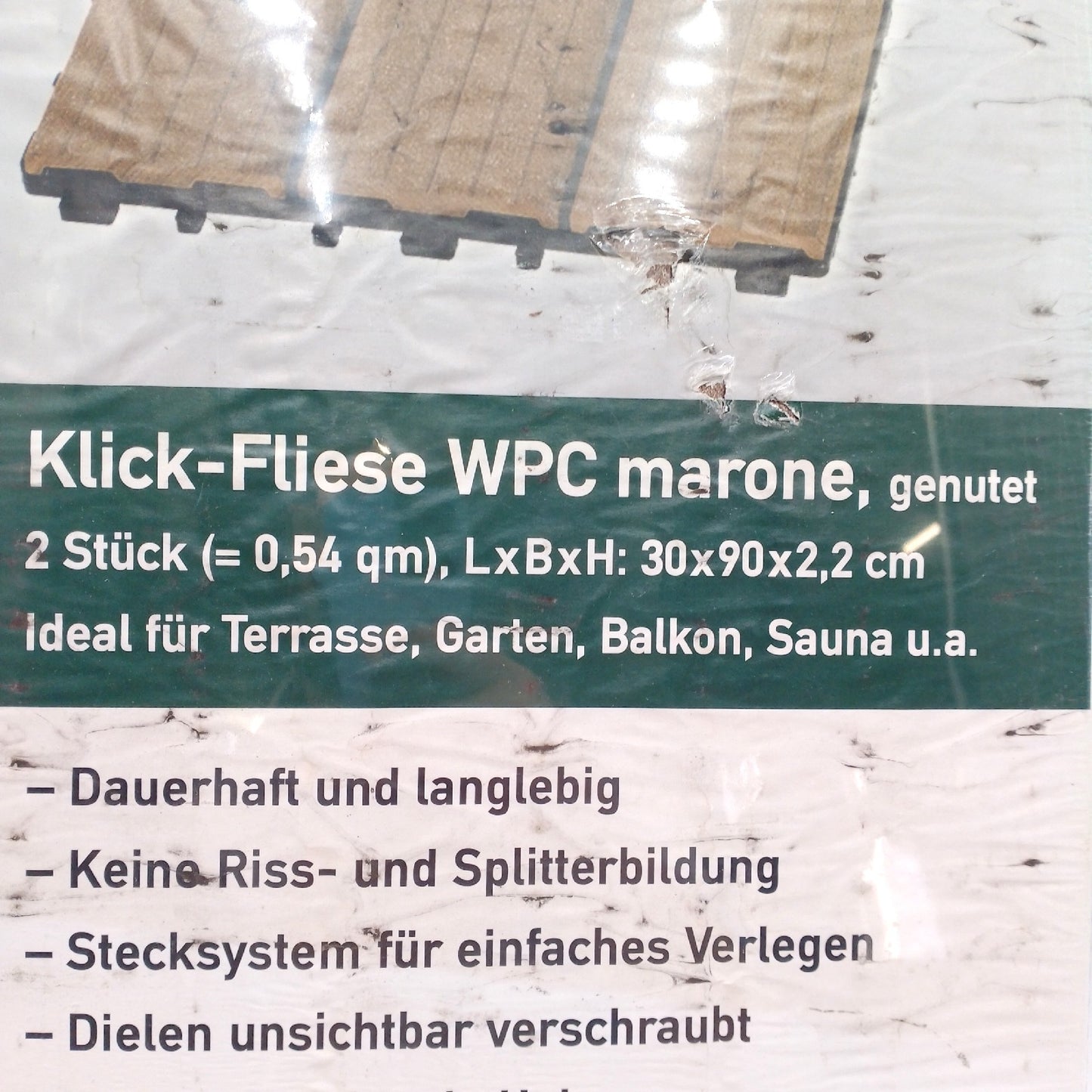 WPC Klickfliese Bodenbelag Terrasse Balkon Witterungsfest Robust Langlebig Belastbar