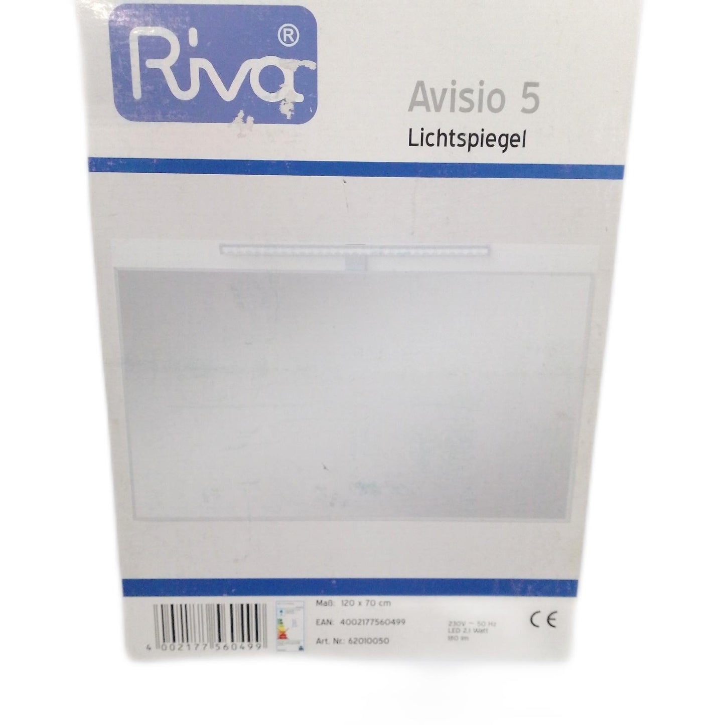 Riva Lichtspiegel Badezimmermöbel Wohnaccessoires Avisio 5 Moderne Beleuchtung rechteckig 120 x 70 cm