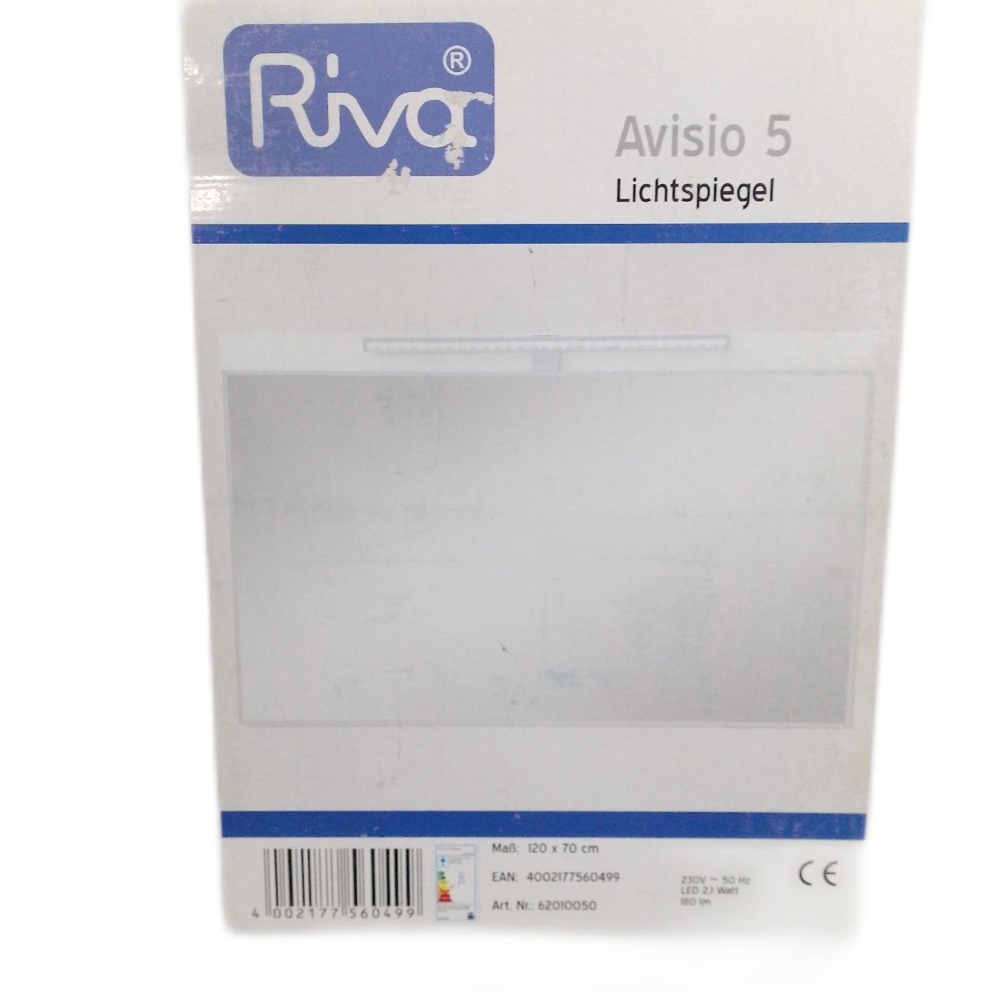 Riva Lichtspiegel Badezimmermöbel Wohnaccessoires Avisio 5 Moderne Beleuchtung rechteckig 120 x 70 cm