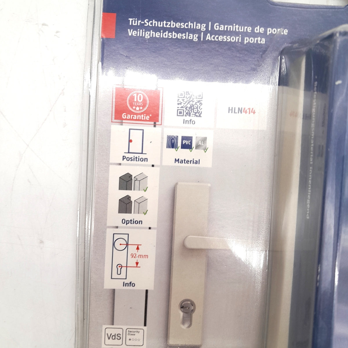 Abus Schutzbeschlag HLN 414 fuer Hauseingangstuer silber Profilzylinder beidseitig Druecker