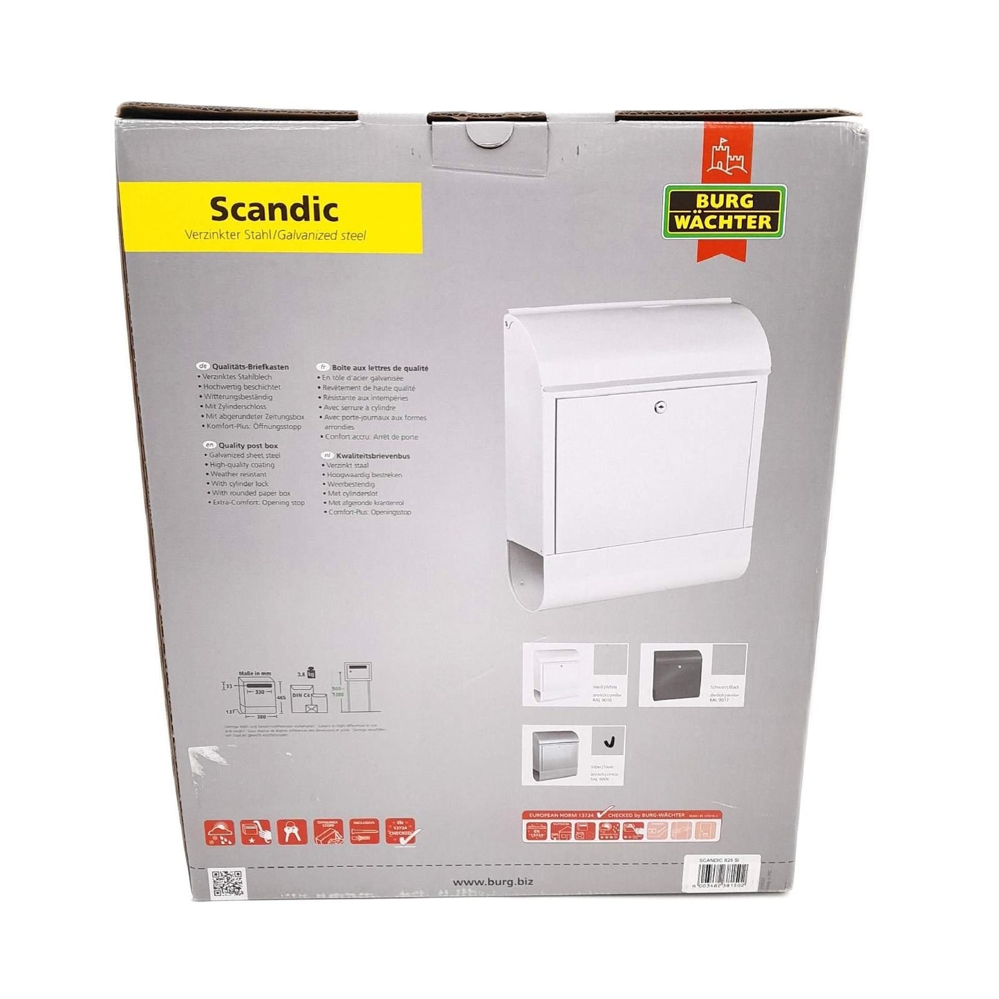 Burg-Wächter Briefkasten-Set Scandic (L x B x H: 125 x 380 x 460 mm, Verzinktes