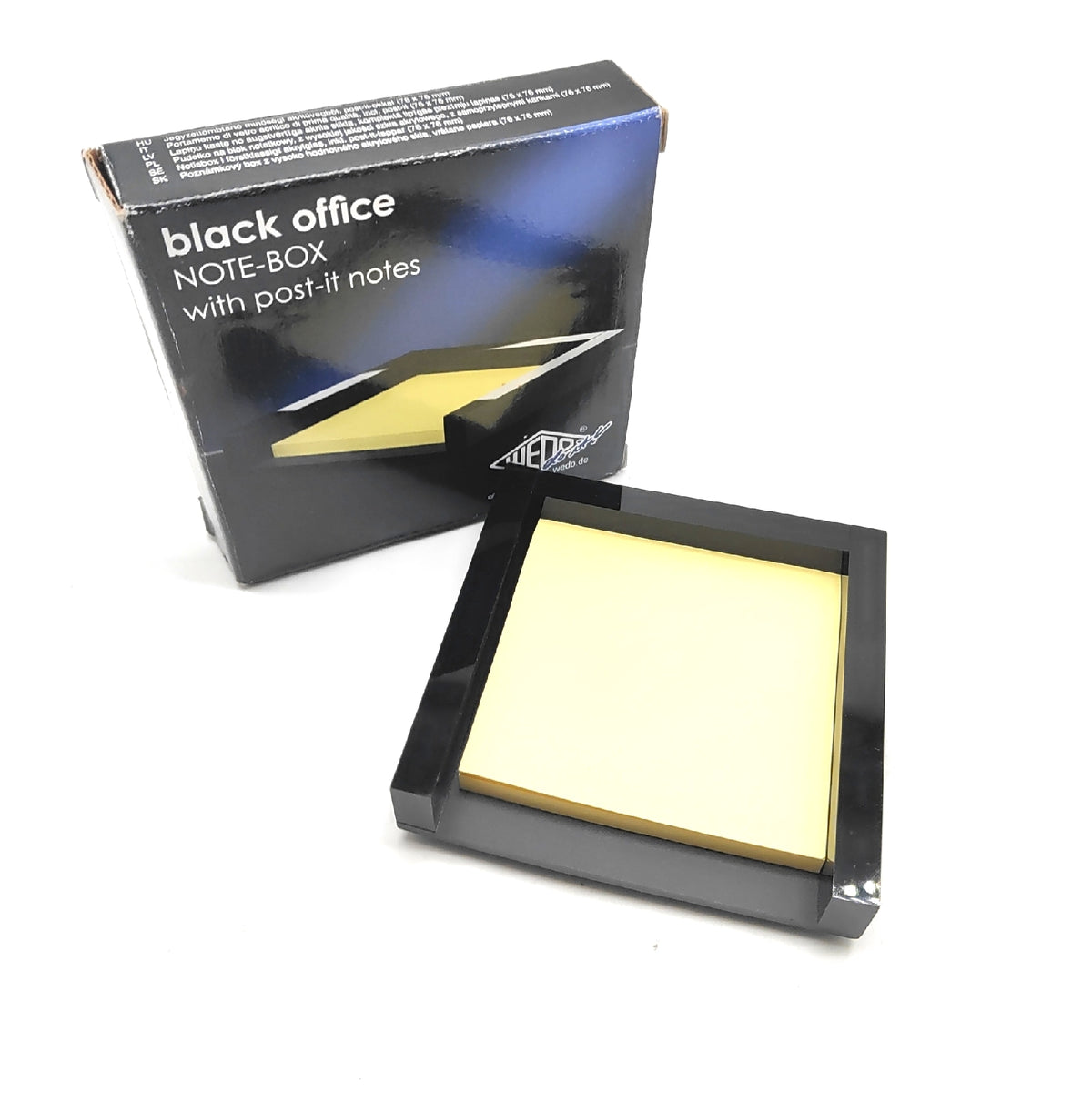 WEDO 631801 Black Office Zettelbox Acrylglas 50 Haftnotizen Schwarz