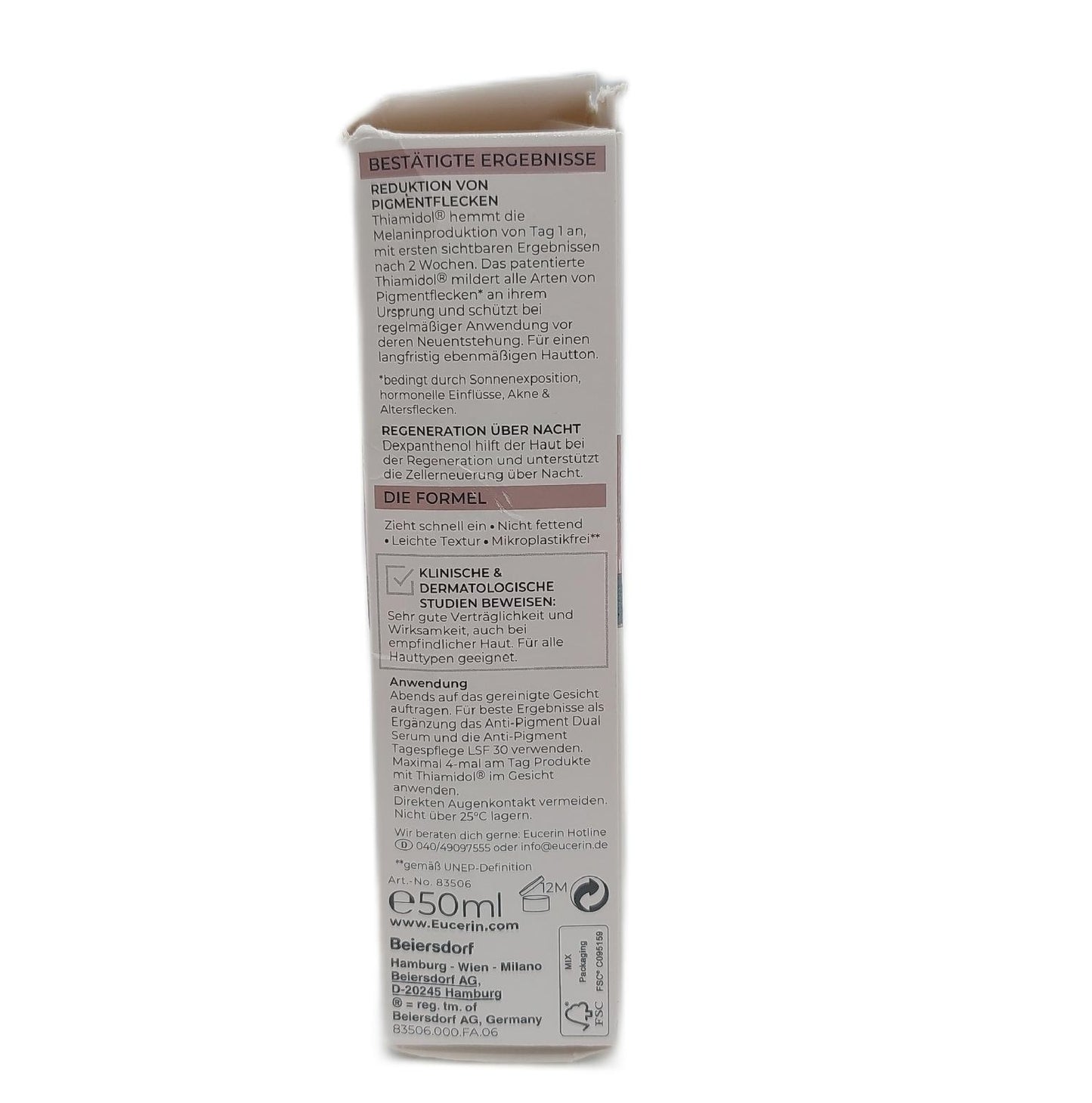 Eucerin Nachtpflege Gesichtspflege Anti Pigment reichhaltige Creme mit Thiamidol gegen