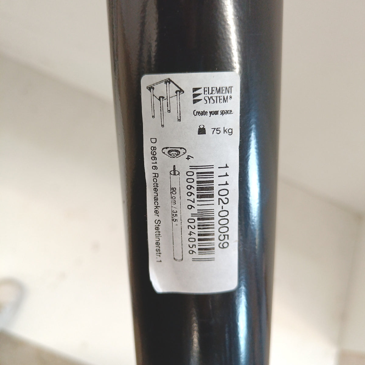 Element System Möbelfuß Stahlrohrfuss rund Durchmesser 60 mm Höhe 900 mm schwarz