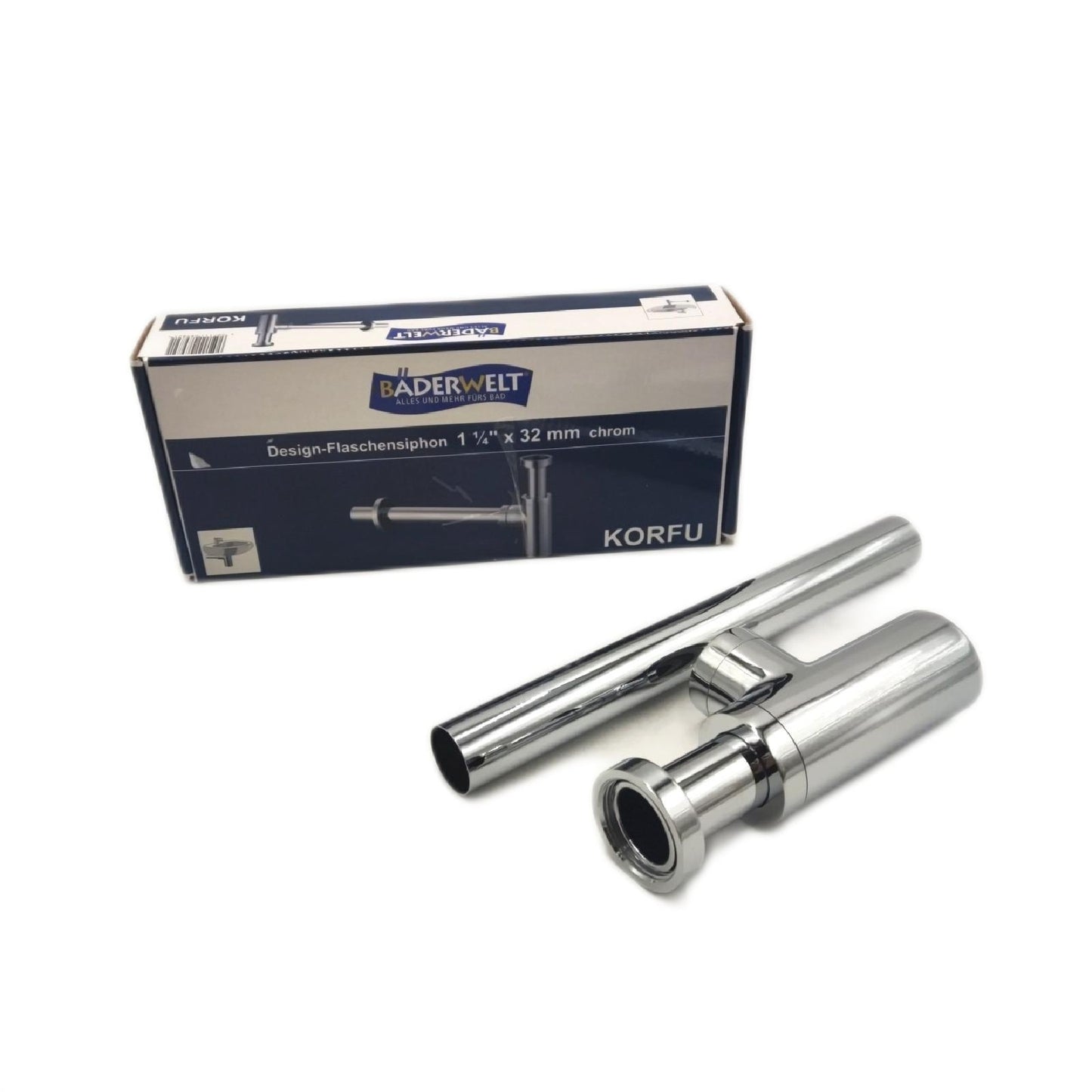 Bäderwelt Waschtisch Siphon Sanitär Korfu Durchmesser 32 mm Verchromt hochwertig langlebig