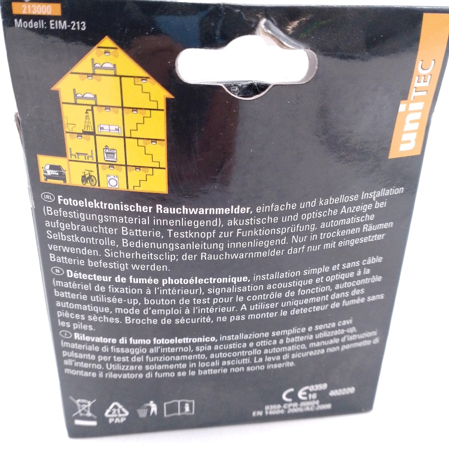 Funkrauchwarnmelder Sicherheitsgerät Rauchwarnsystem Durchmesser 12 cm Batterielaufzeit