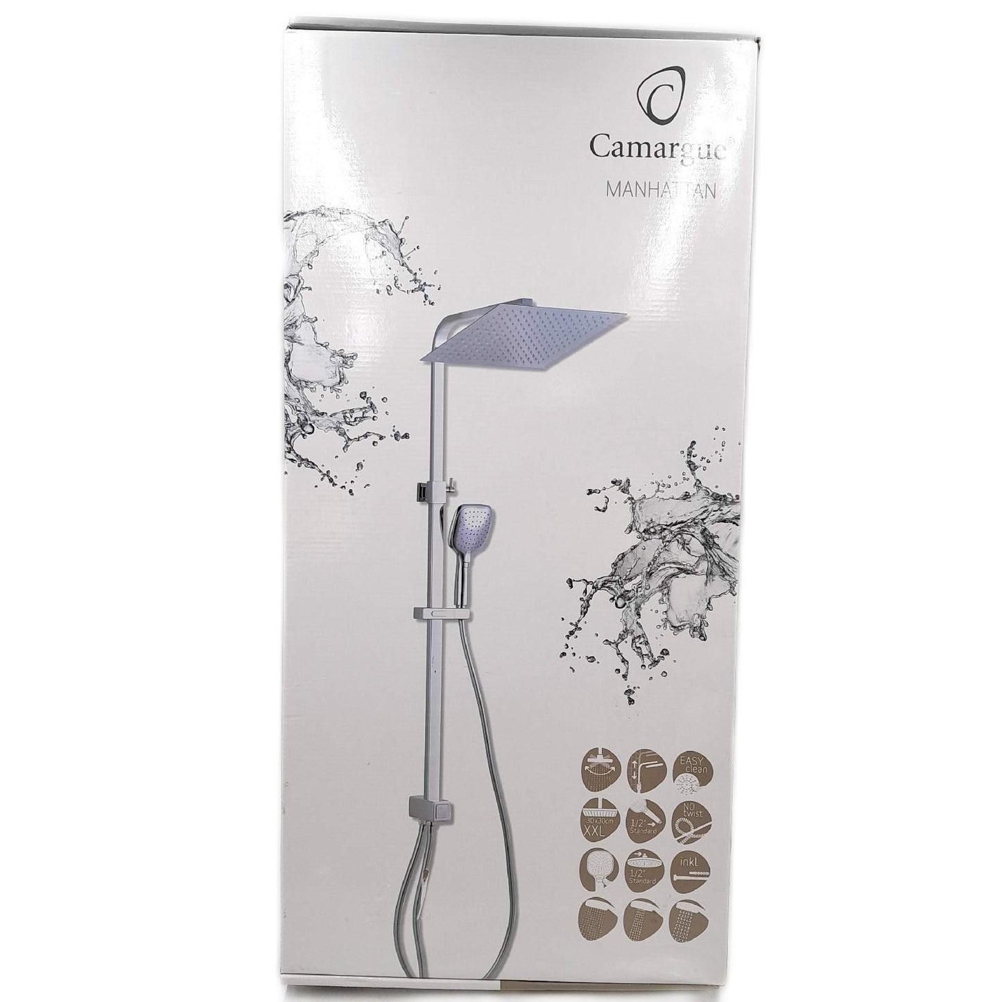 Camargue Überkopfbrausen-Set Manhattan (Lochabstand: 70 cm, Verchromt)