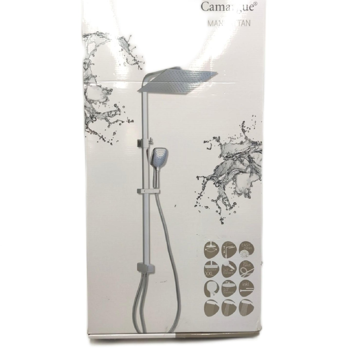 Camargue Überkopfbrausen-Set Manhattan (Lochabstand: 70 cm, Verchromt)