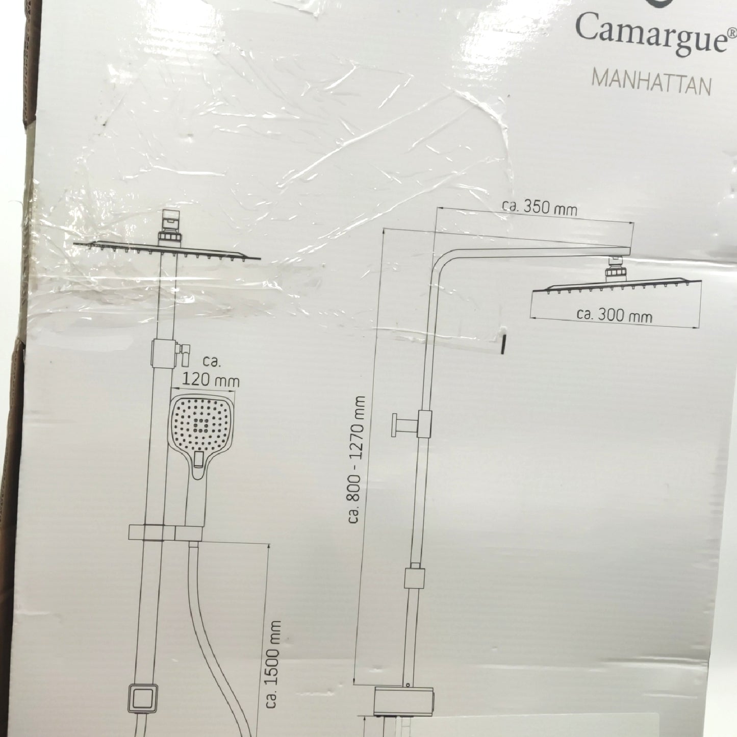 Camargue Überkopfbrausen-Set Manhattan (Lochabstand: 70 cm, Verchromt)