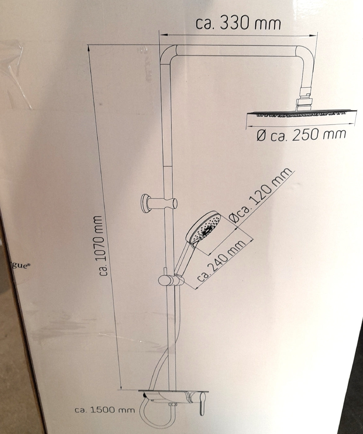 Camargue Duschsystem Badezimmer Texas Regenduschkopf 3 Strahlarten Pflegeleicht Design