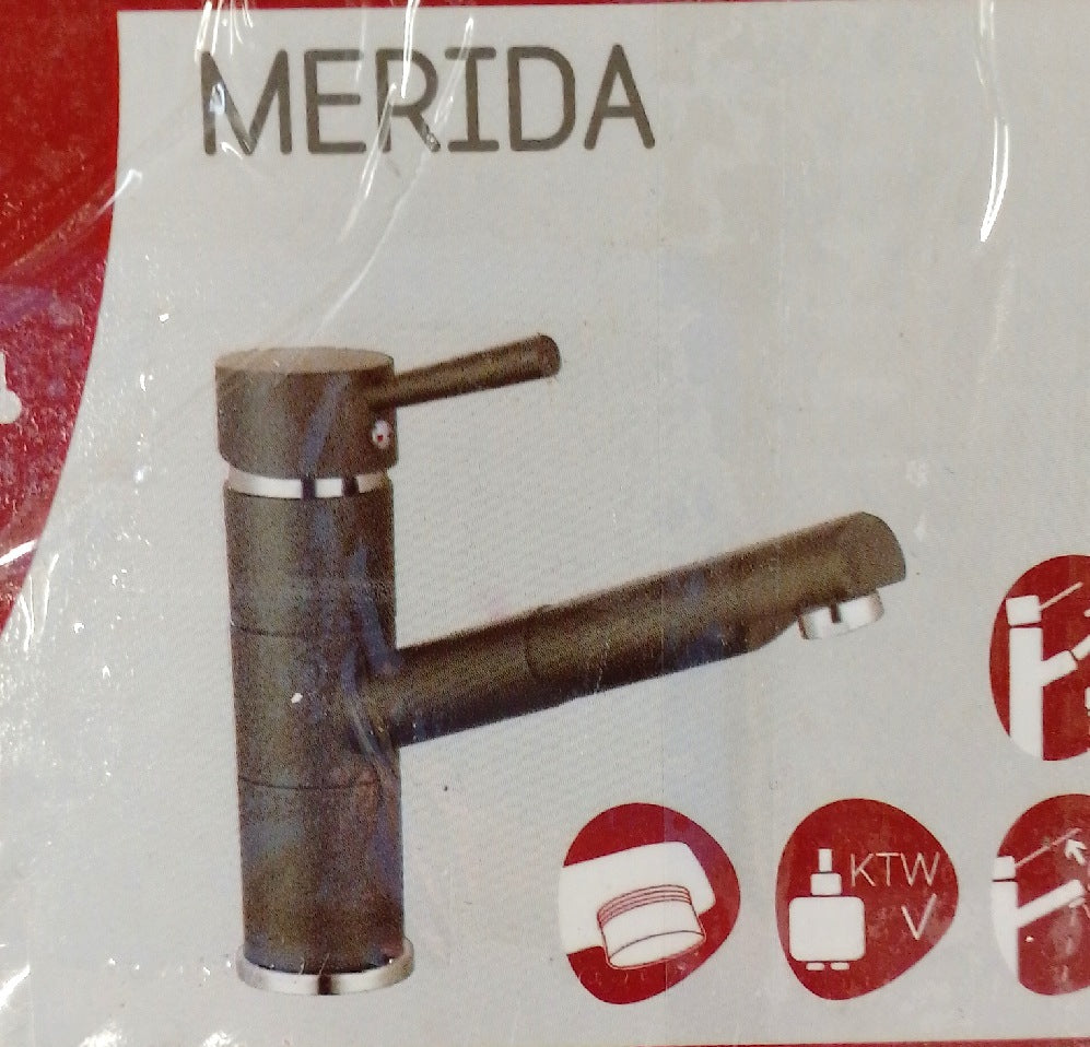 Camargue Merida Spültischarmatur (Schwarz, Auslauf herausziehbar, Matt)