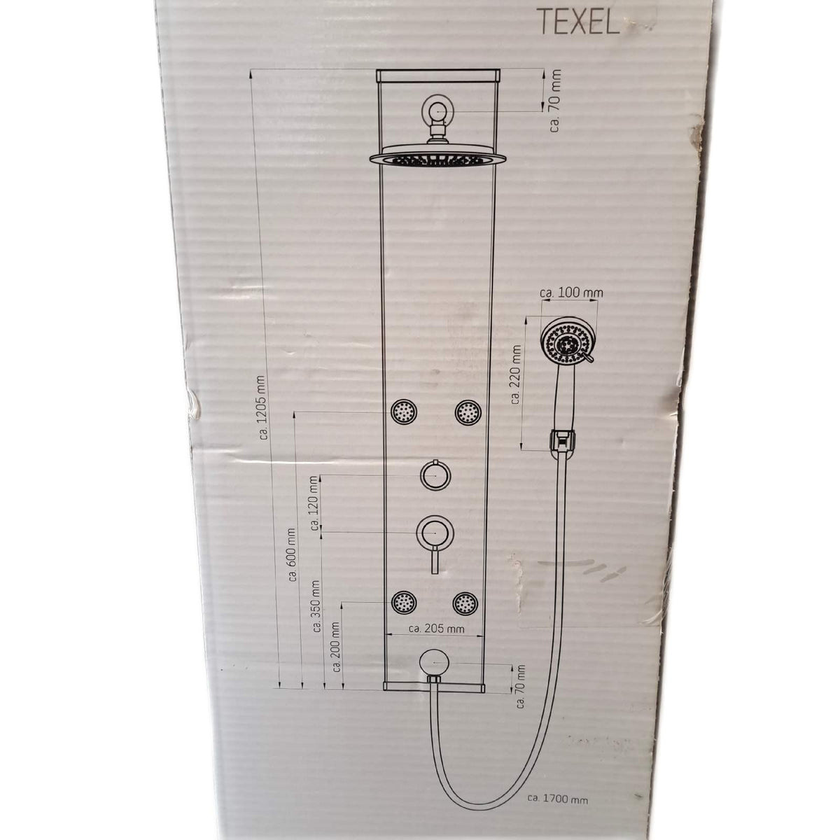 Camargue Duschpaneel Badezimmer Texel 20 Höhe 120 cm Einhebelm