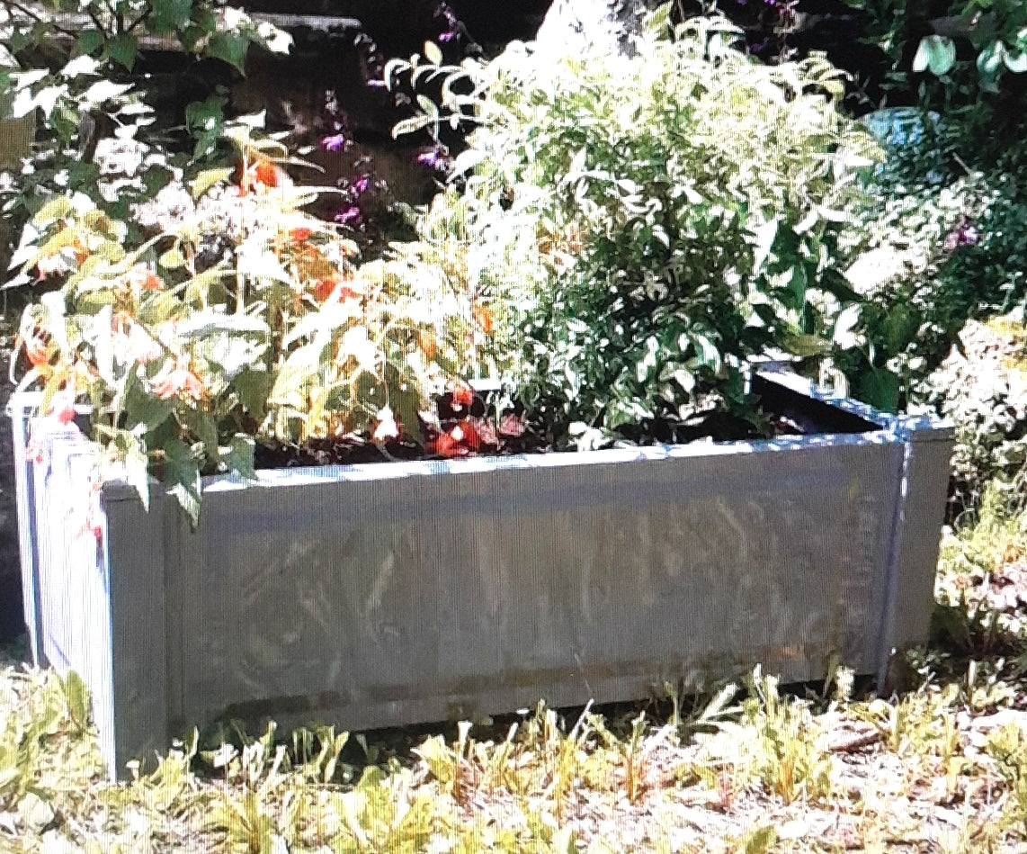 KHW Pflanzkasten Gartenbedarf Pflanzgefäß 100 cm Grau für Terrasse Balkongarten