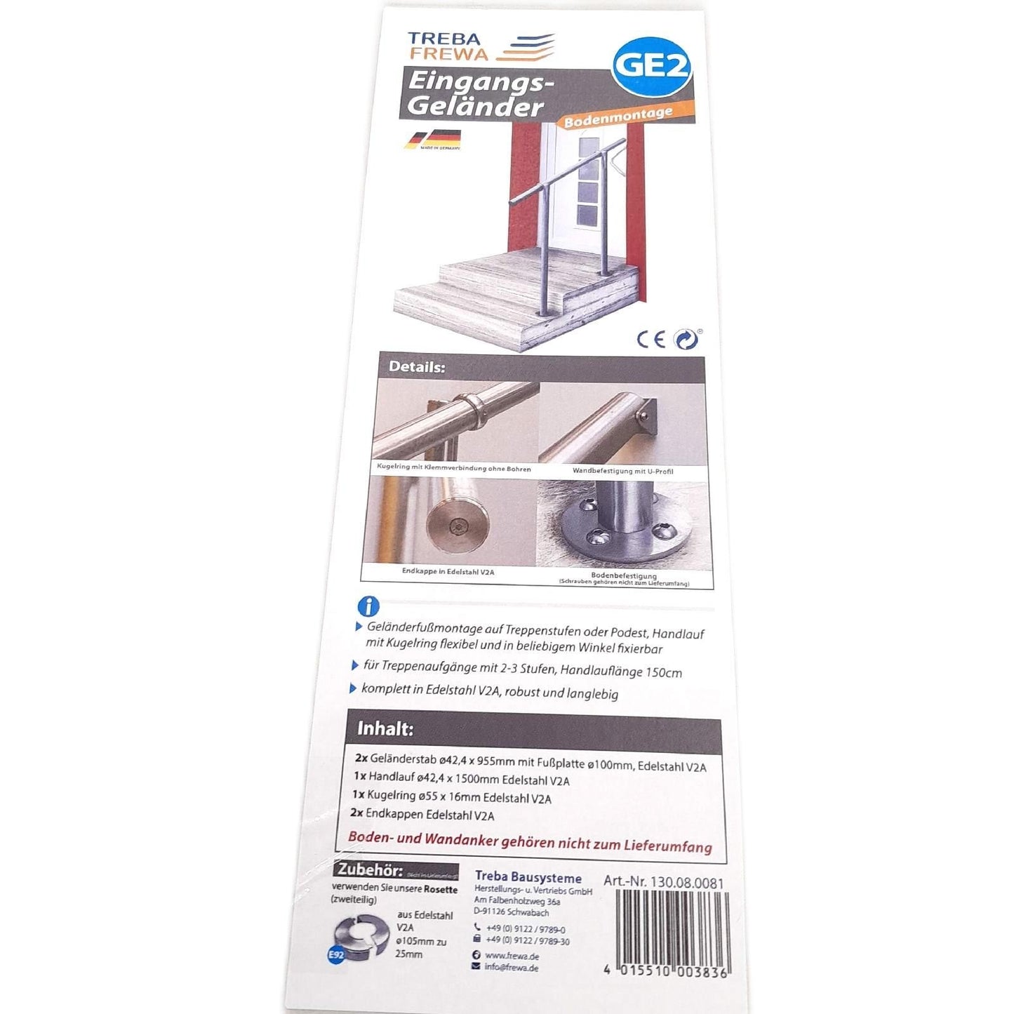 Treba Frewa Geländerset GE2 (Oberbodenmontage, Edelstahl V2A, Grau Metallic, LÃ