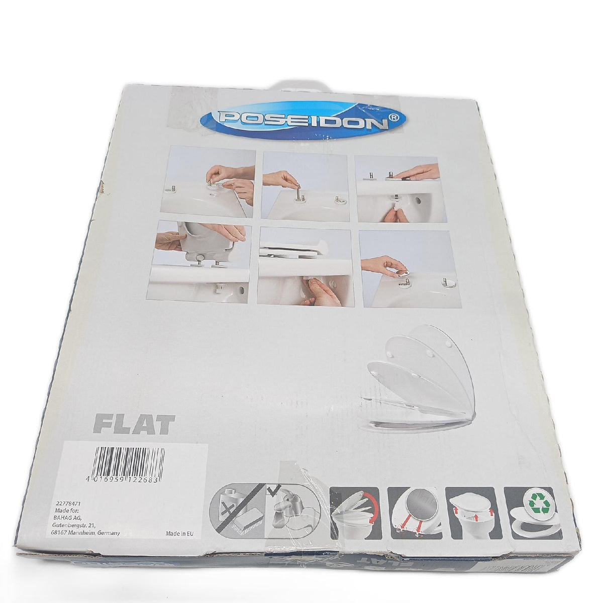 Poseidon WC Sitz Badaccessoires WC Deckel Flat mit Absenkautomat ohne Befestigung