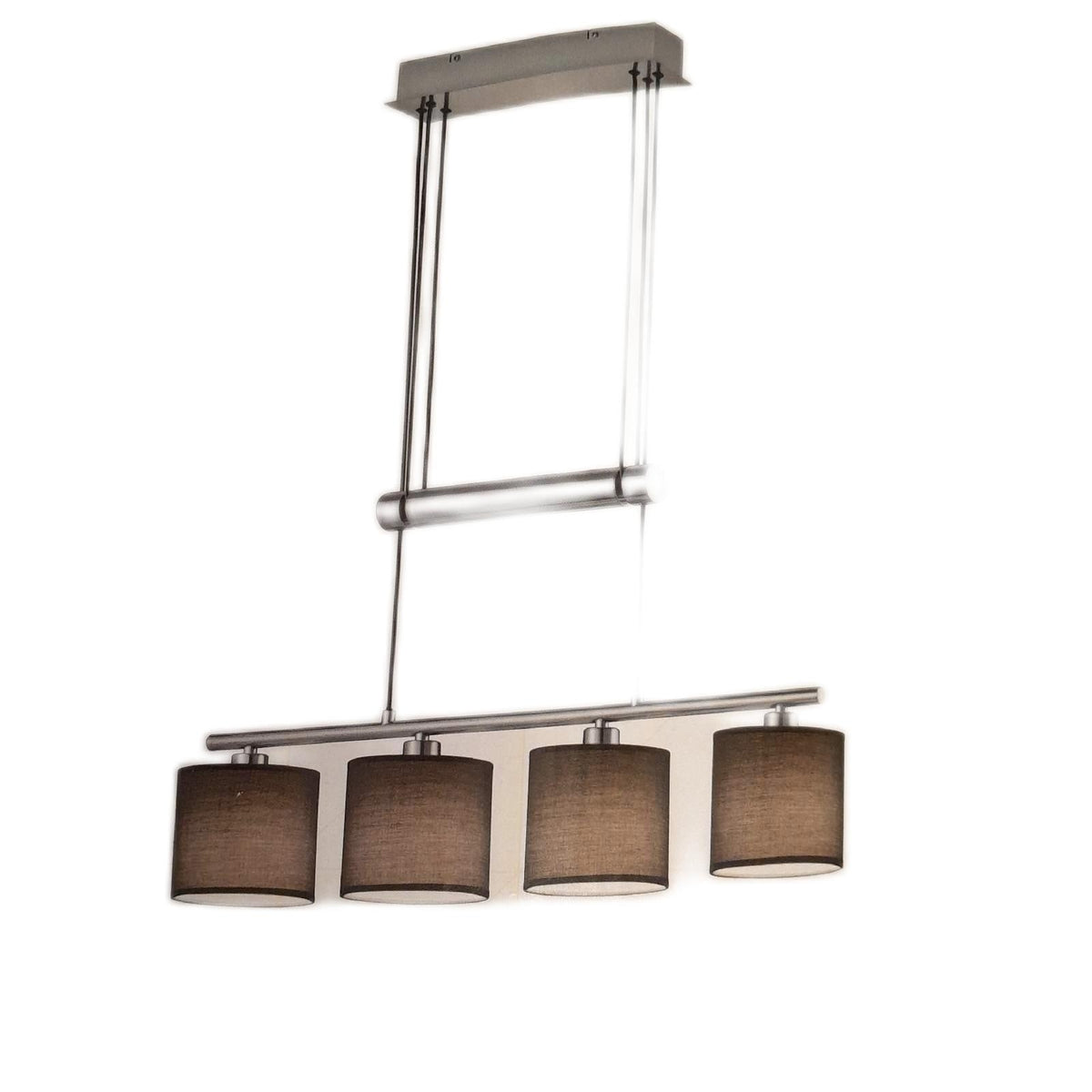 Trio Leuchten Jojo Pendelleuchte Garda  305400479 Nickel matt  E14  Stoffschirm Goldfarbig  13.5 x 77 x 150 cm
