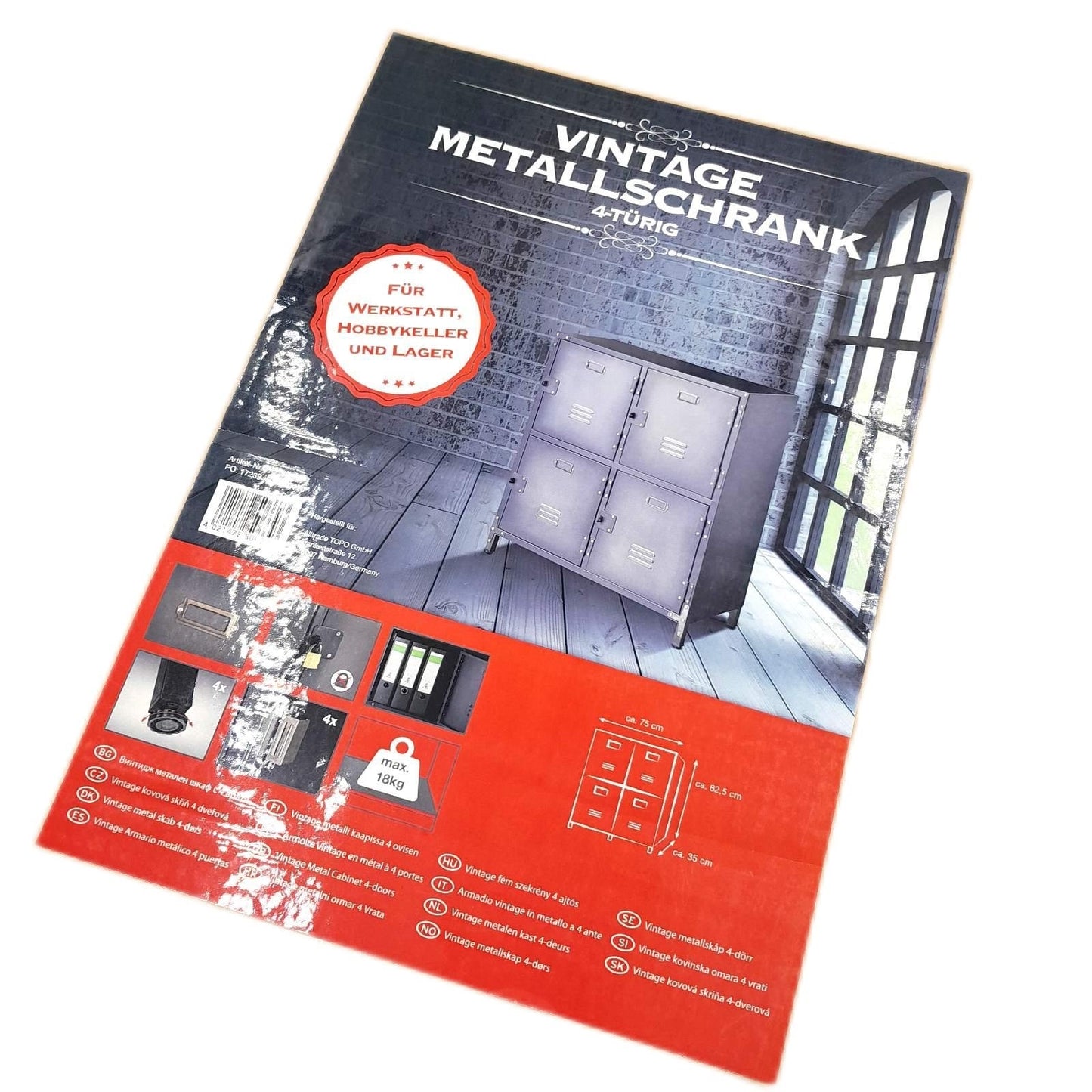 Metallschrank Aufbewahrung Möbel Vintage Industrial Style 35 x 75 x 825 cm robust und praktisch