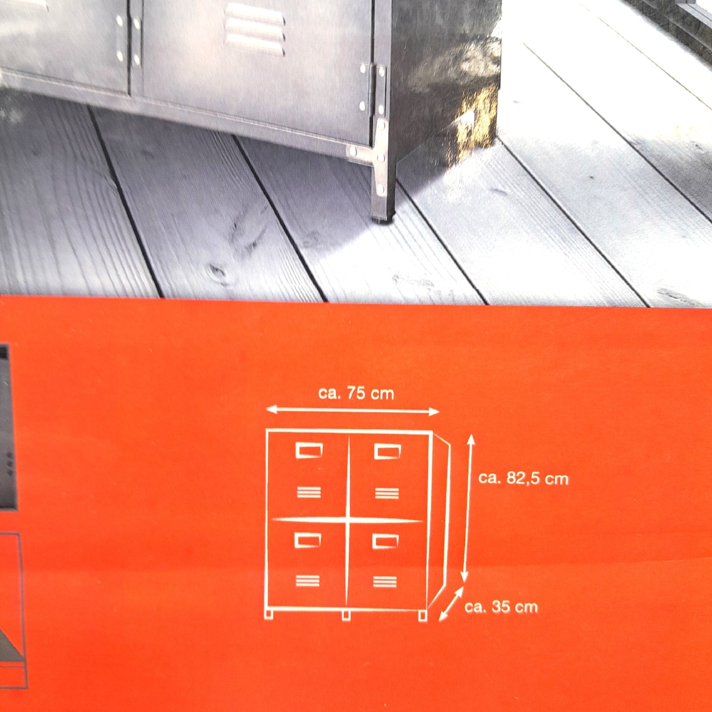 Metallschrank Vintage Industrial Style (35 x 75 x 82,5 cm, 4-türig, Anzahl Fächer: 4)