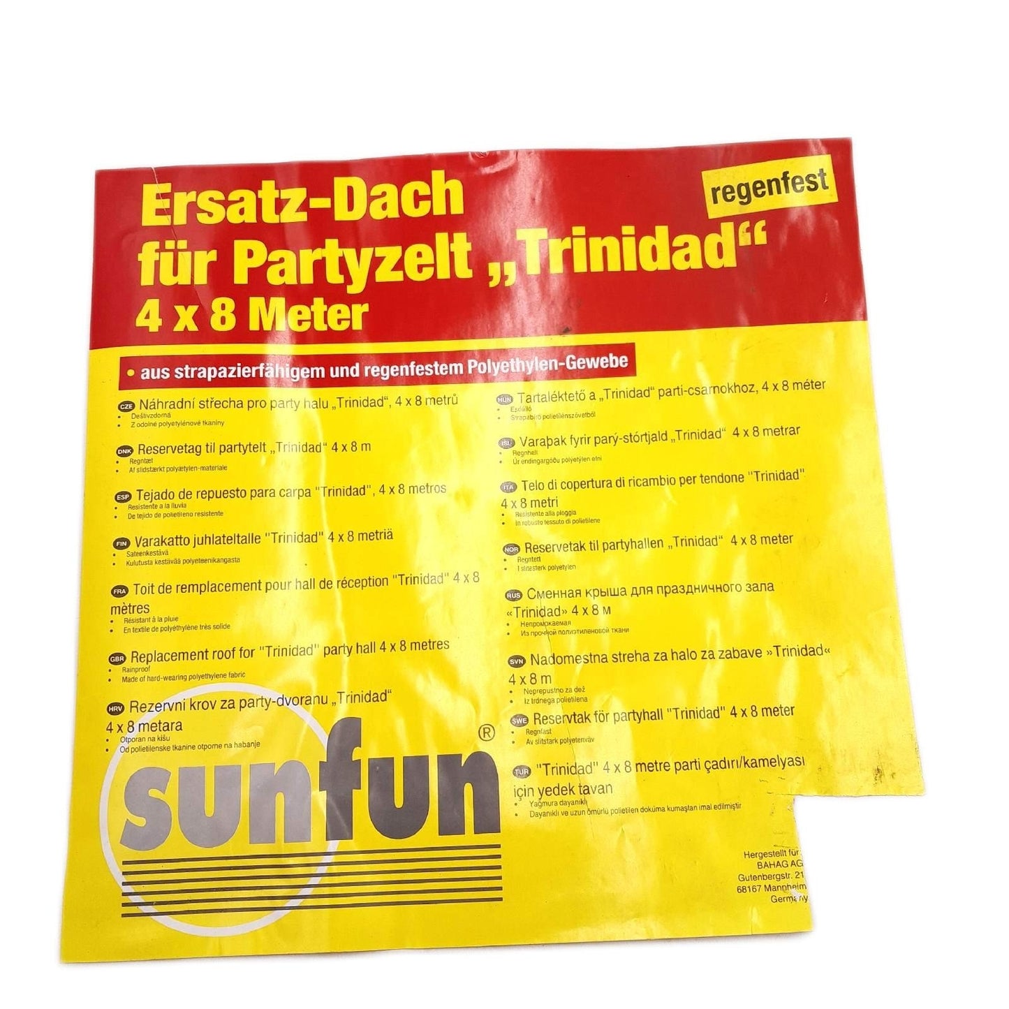 Sunfun Ersatzdach Partyzelt Garten Zubehör Big Party Zelt 400 x 800 cm