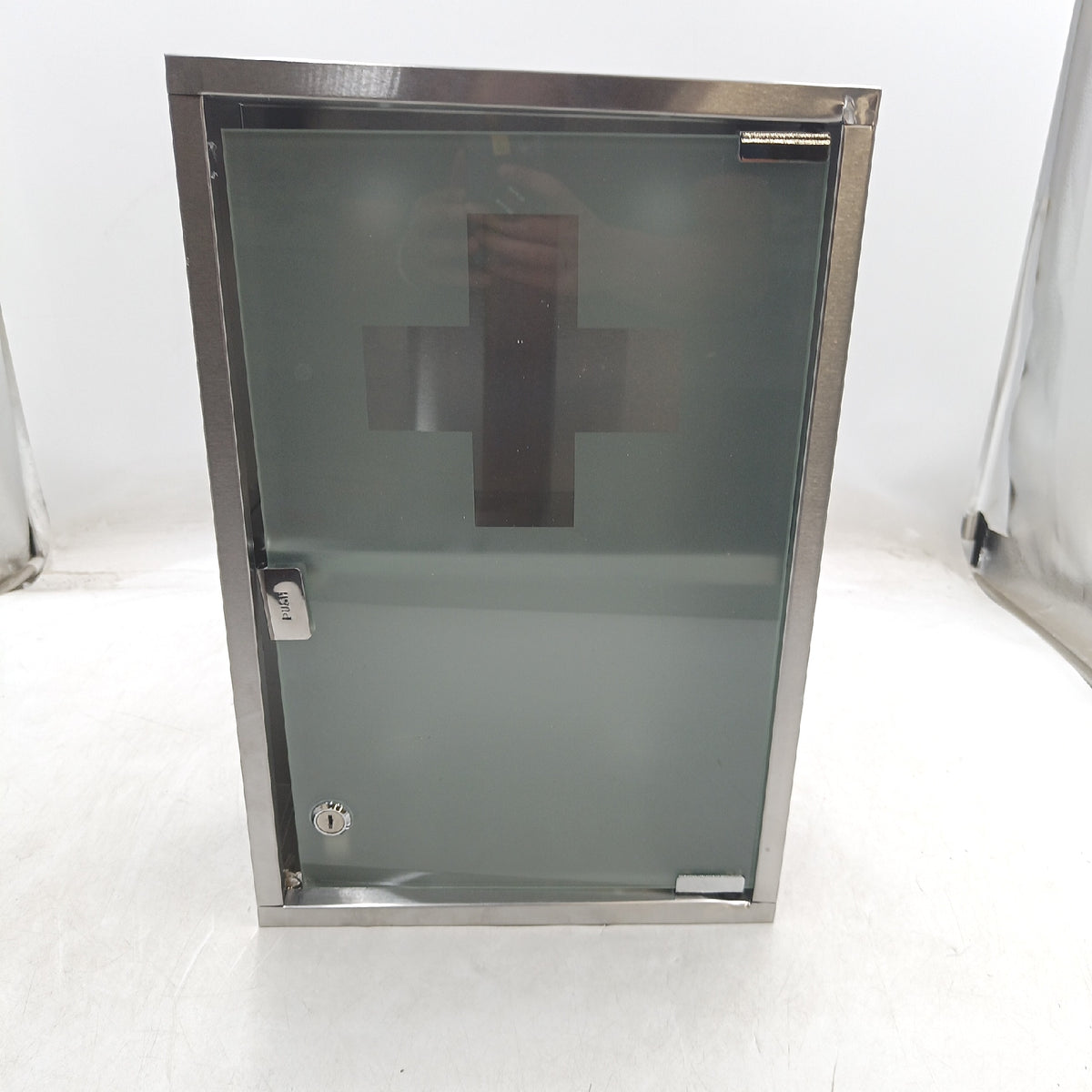 Medizinschrank Edelstahl 12 x 30 x 45 cm Apotheke Aufbewahrung Rahmen verzogen Kratzer