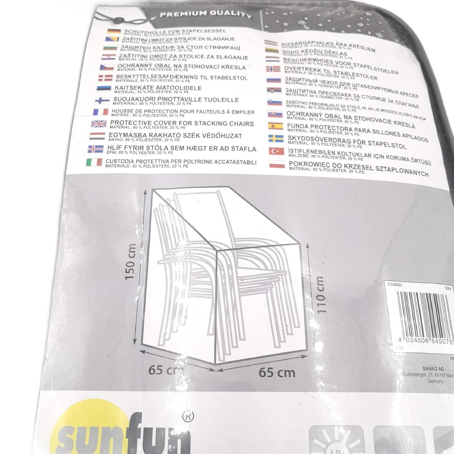 Sunfun Schutzhülle Stapelsessel Gartenmöbel Größe 65 x 65 x
