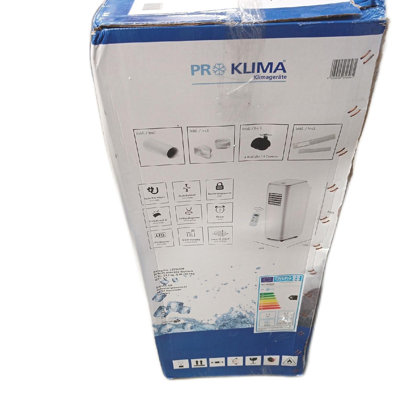 Proklima Mobiles Klimageraet Klimaanlagen Purity 7000 Raumkuehlung fuer bis 20 Quadratmeter