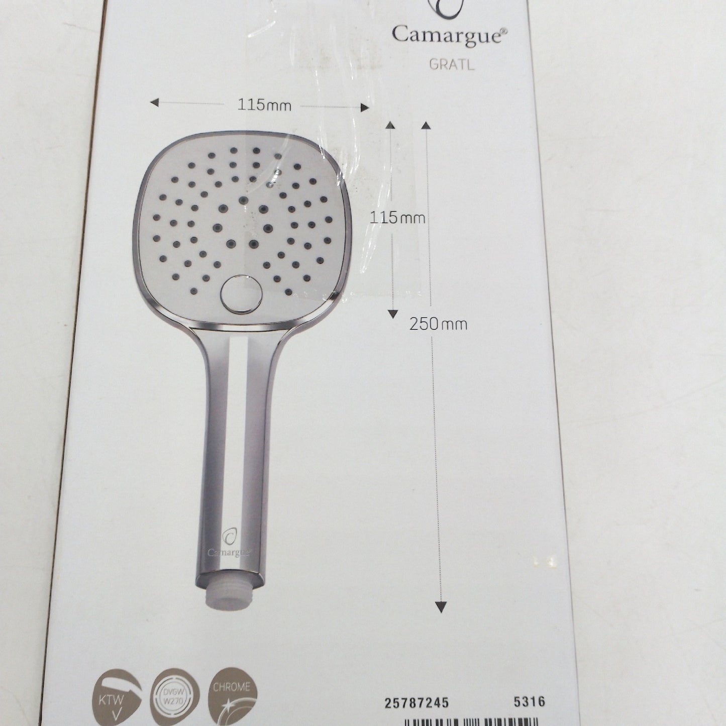 Camargue Handbrause Badarmaturen Gratl wei chrom Drei Funktionen Duschkomfort