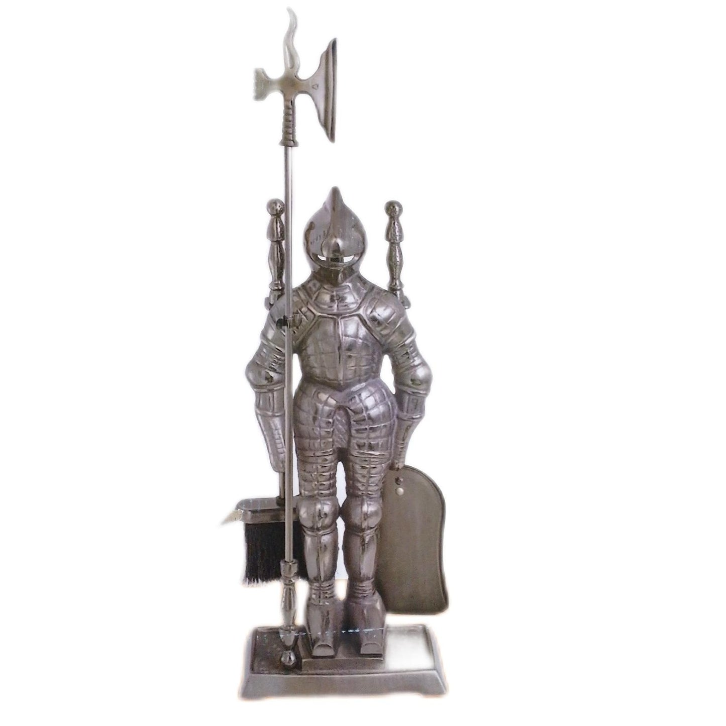 Knight Kaminbesteck Kaminzubehör Knight Set Silber Elegant Hochwertig 74 cm Höhe