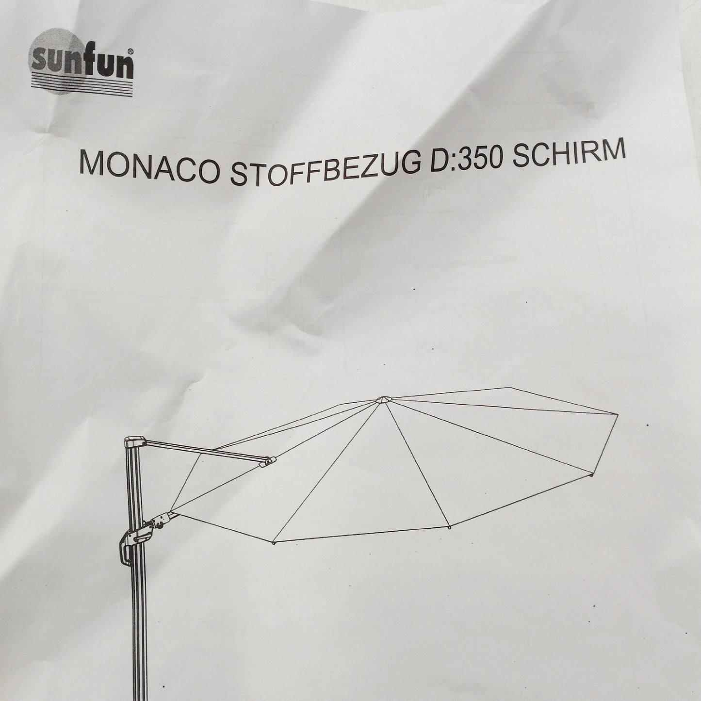 Sunfun Ersatzbezug Ampelschirmgestell Monaco Hellgrau Passend für Sonnenschutz Outdoor