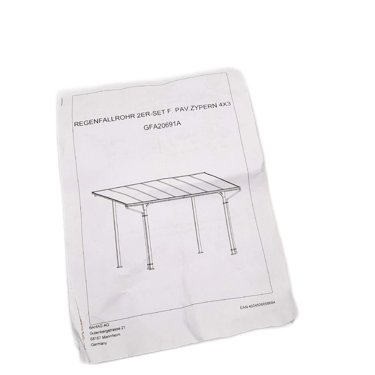 Sunfun Regenfallrohr Set Anbauteile Sunfun Anstellpavillon Zyper