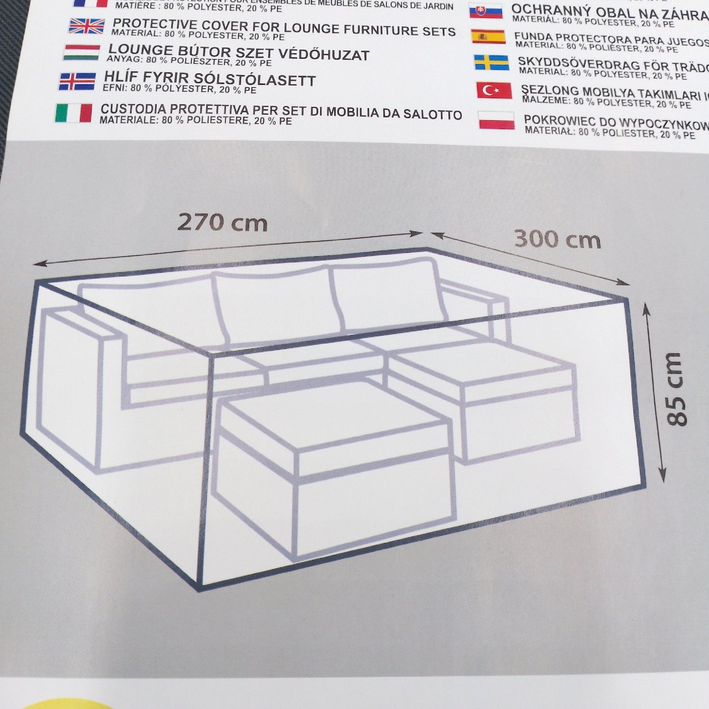 Sunfun Schutzhülle Lounge Set Gartenmöbelbezug 270 x 300 x