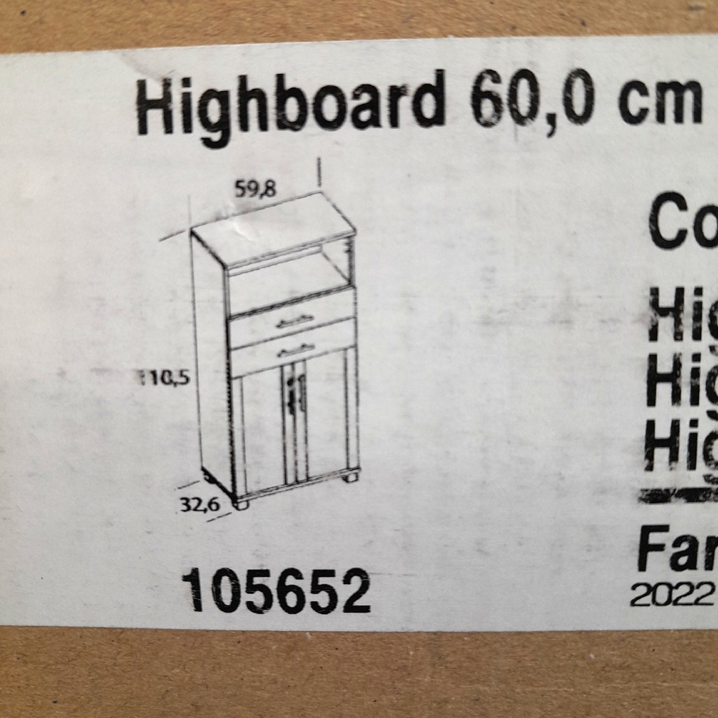 Uno Highboard Schrank Wohnzimmermöbel Nikolassee Maße B60xH1105xT325