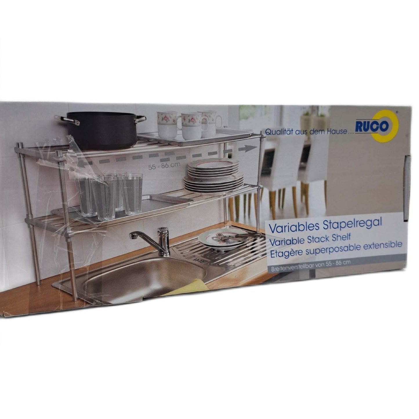 Ruco Regal Möbel Aufbewahrung Regal L x H 86 x 30 cm Breitenverstellbar 55 bis 86 cm praktisch vielseitig