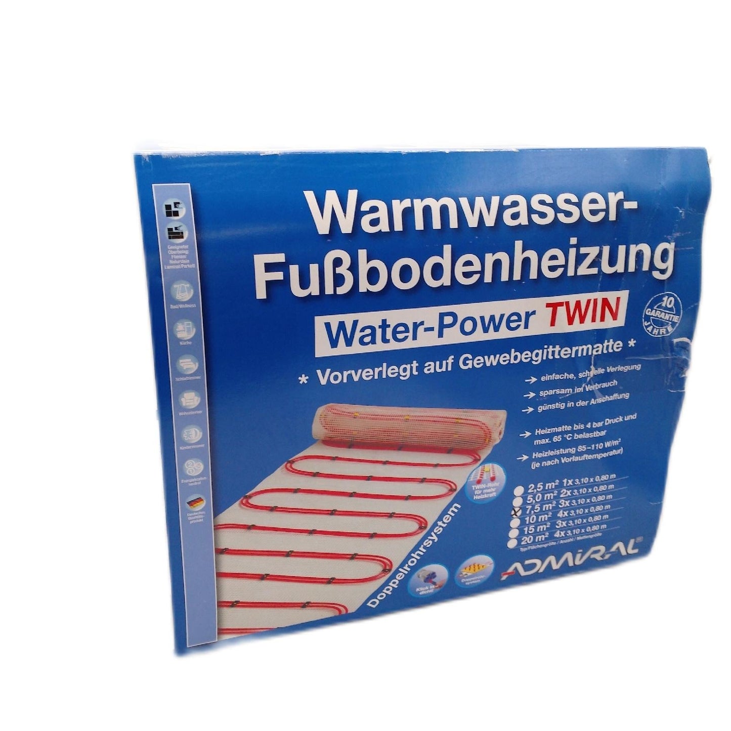 Admiral Fußbodenheizung Heizsystem Heiztechnik Water Power 93 x 08 m Be