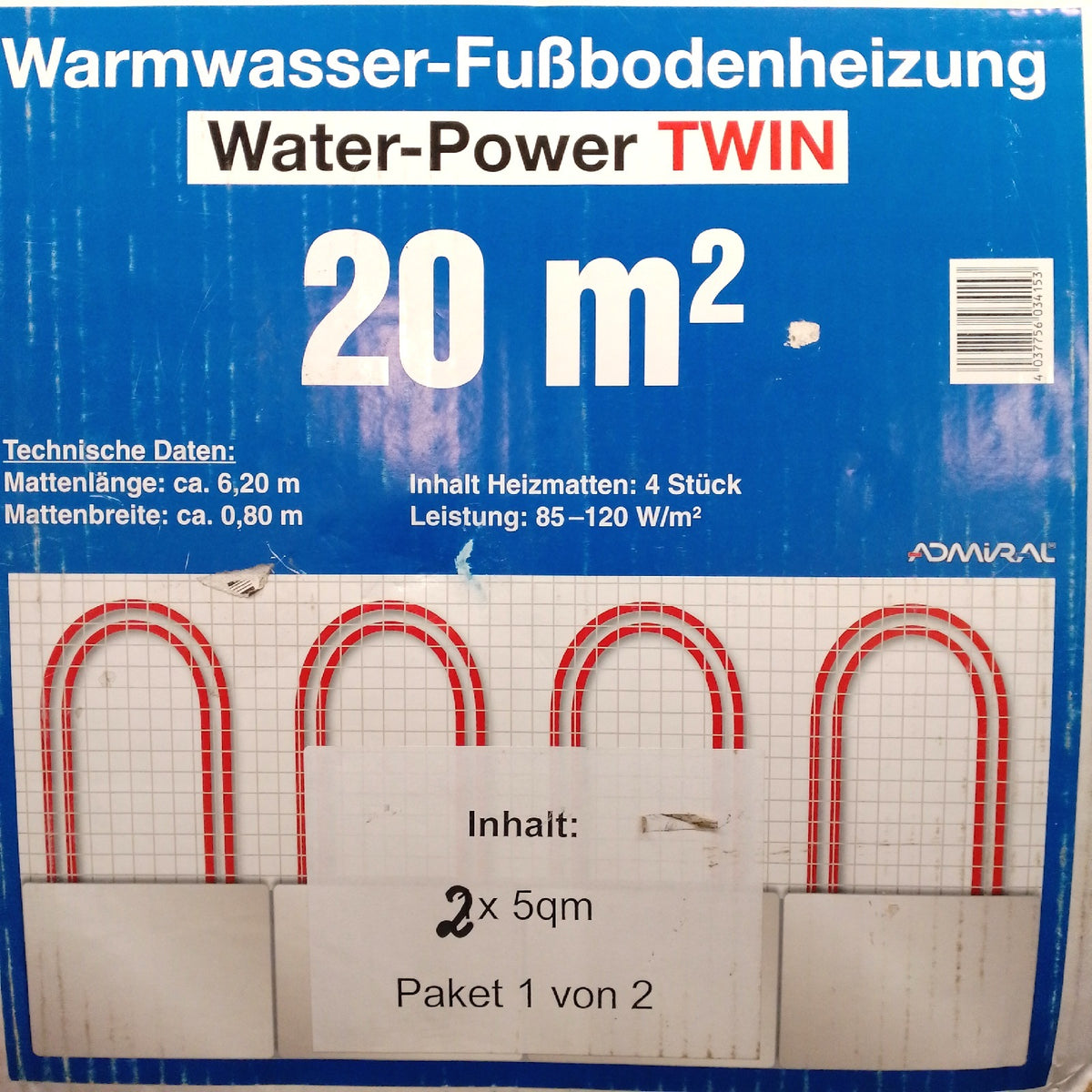 Admiral Fußbodenheizung Water Power 186 x 08 Meter Heizungssystem be Heizbar