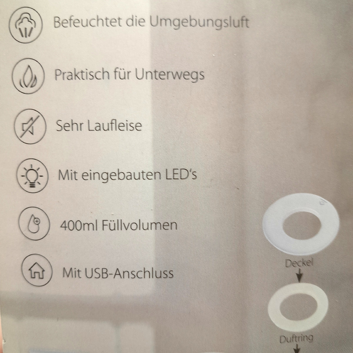 emmi AIR Ultraschall Mini Luftbefeuchter 400 ml ohne Duftring