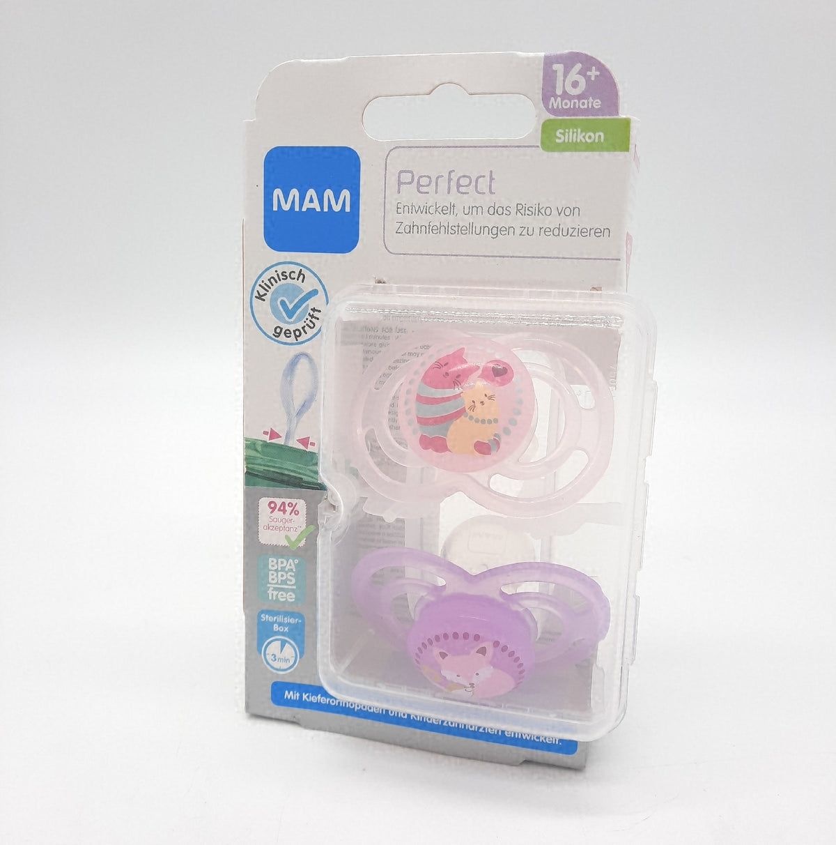 MAM Perfect Schnuller 16 Monate Silikon BPA frei Beruhigungssauger für Babys