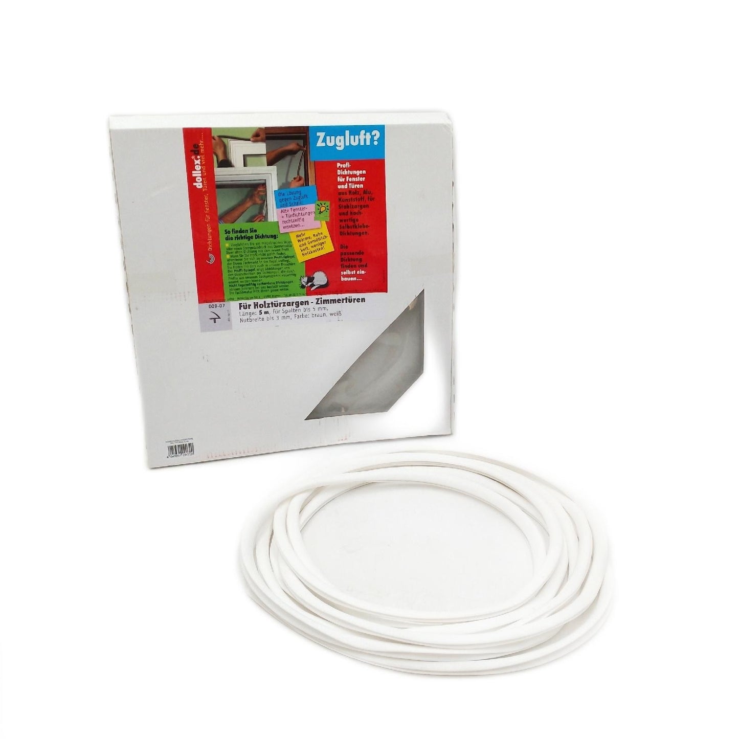 Dollex Türdichtung Abdichtung Fugen 009 07 Weiß 5 Meter Passend für Spaltenbreiten 2 4 mm