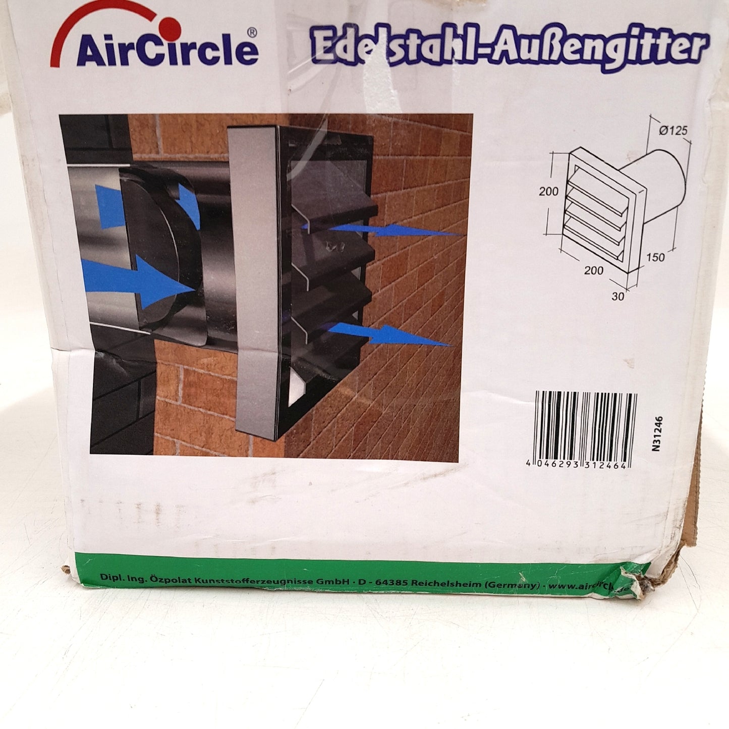 Air Circle Außengitter Lüftung Garten Durchmesser 125 mm Anschlussstutzen Rückstauklappe