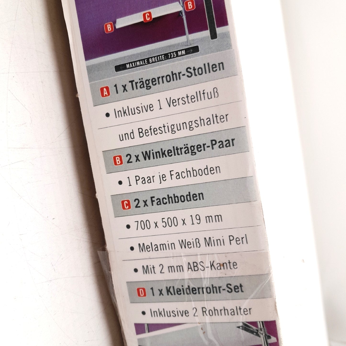 Inside Smart Regalsystem Anbaumodul Möbel Aufbewahrung Innenraum Ordnung Stauraum Breite 735 mm Max Raumhöhe 2600 mm
