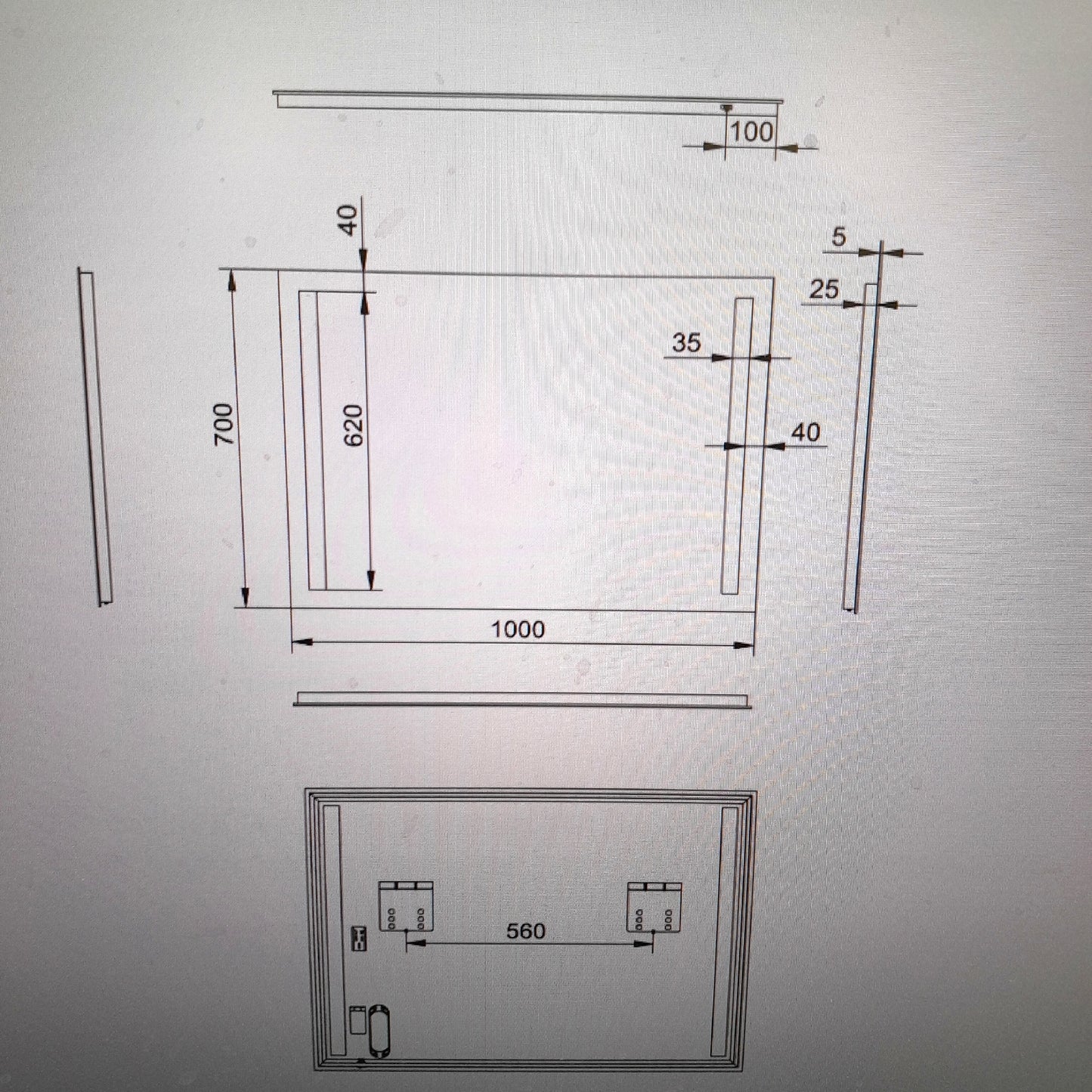 Talos Light LED Badspiegel Bad Badezimmer 100x70 cm Lichtfarbe 4200K