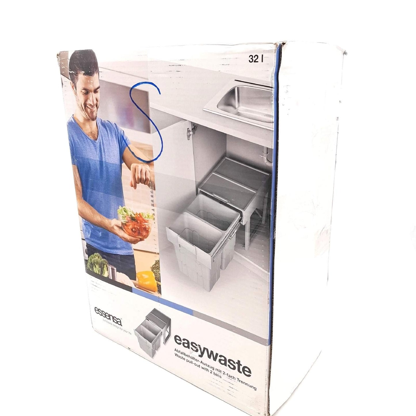 essensa Einbaumülleimer Müllsystem Küche Easywaste 2 x 16 Liter Grau Kunststoff