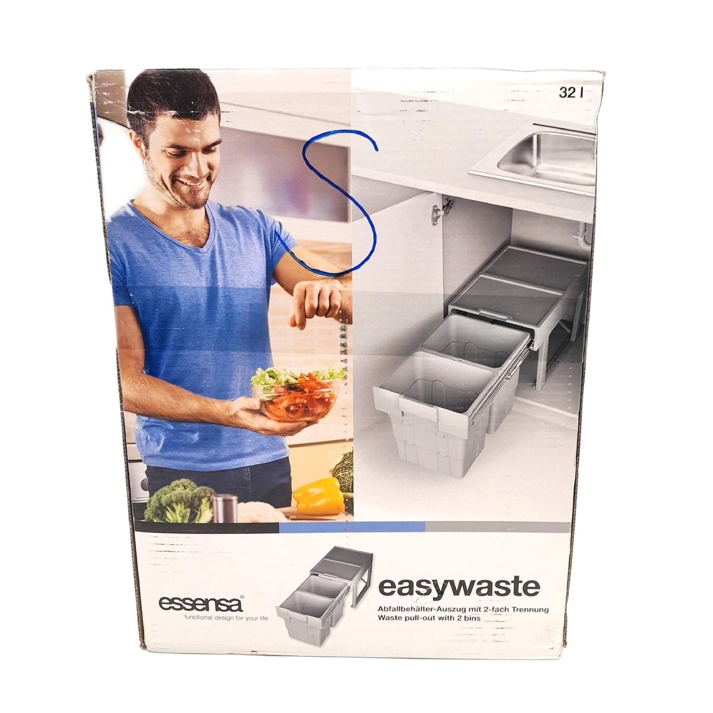 essensa Einbaumülleimer Müllsystem Küche Easywaste 2 x 16 Liter Grau Kunststoff