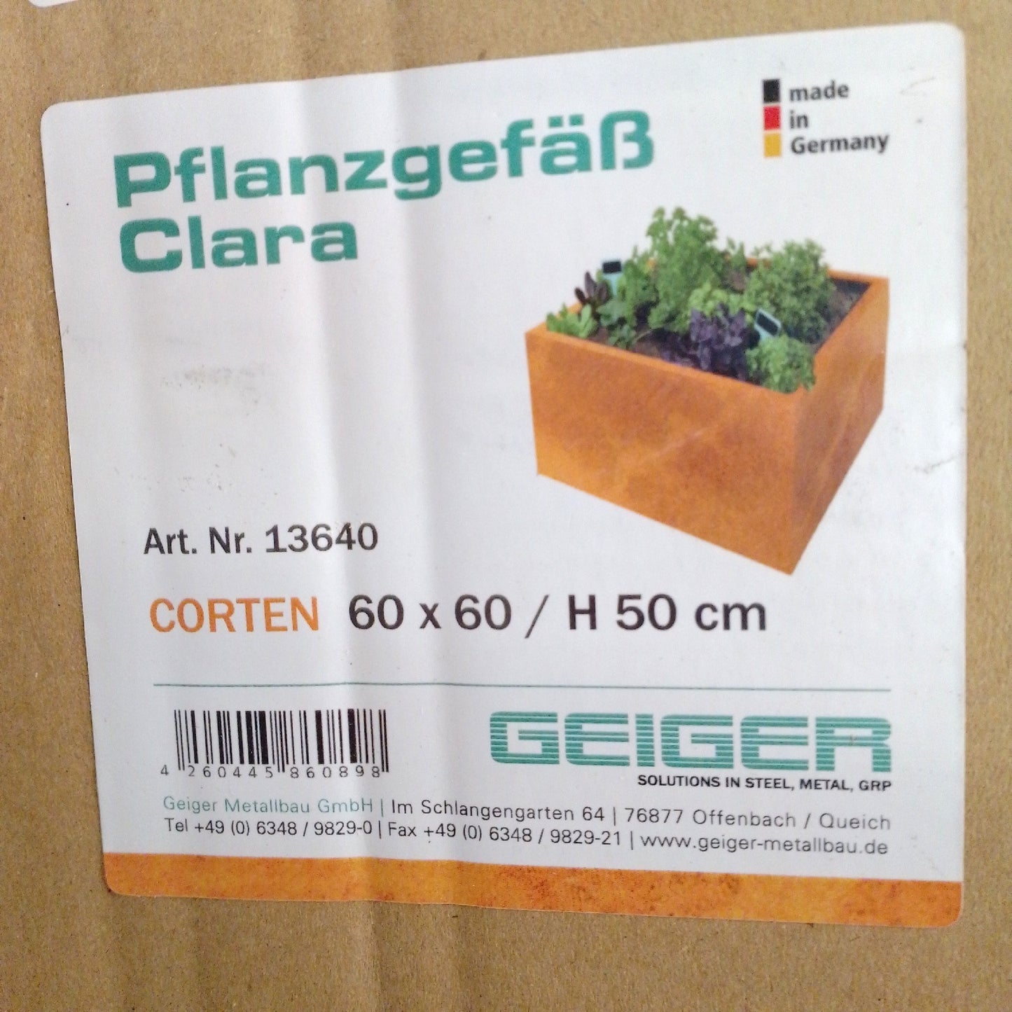 Palatino Pflanzkübel Gartenartikel Clara Cortenstahl quadratisch robust feuchteresistent