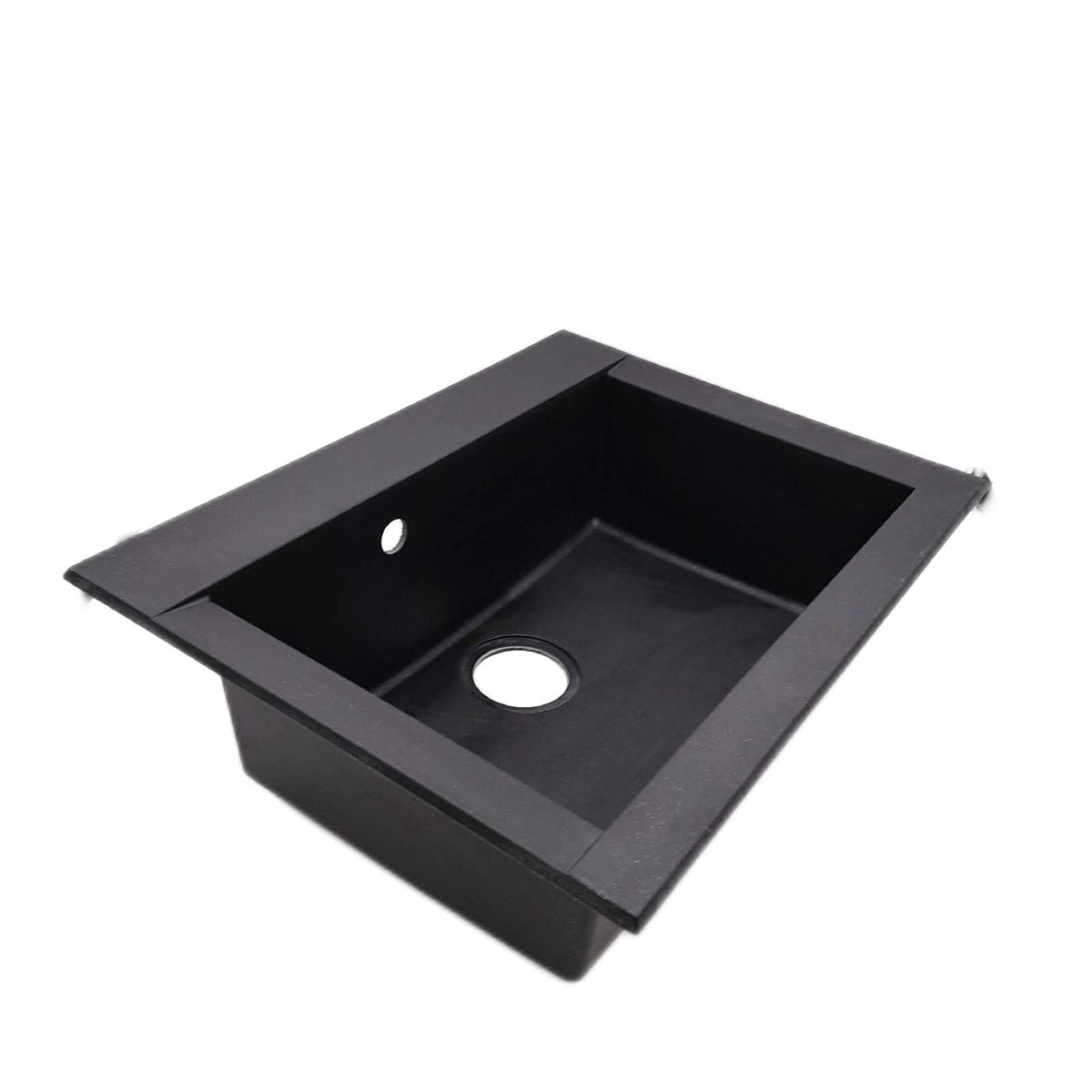 Respekta Einbauspüle Ohio 66 x 50 cm Mineralite Spülbecken Schwarz 1 Becken Unterschrank ab 60 cm