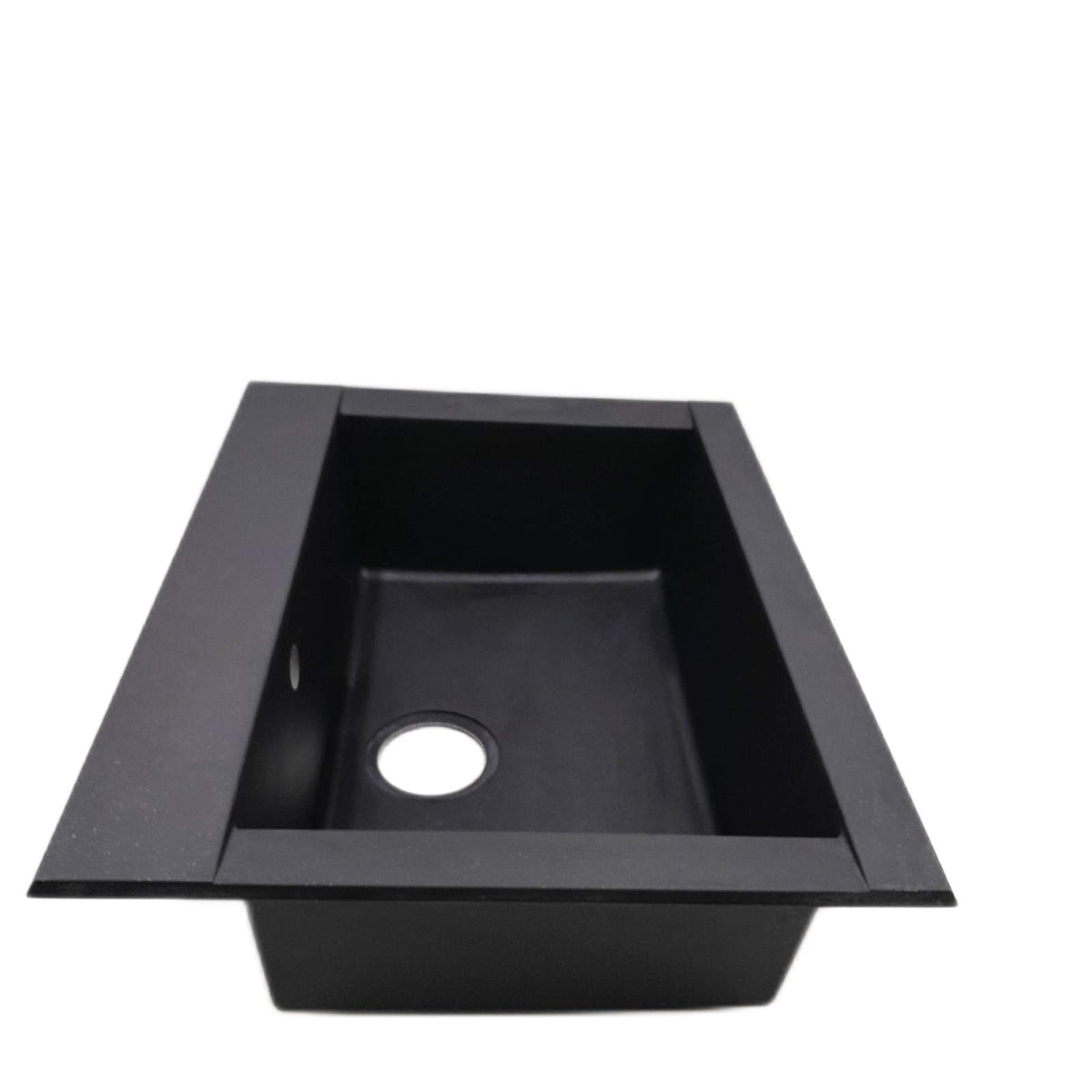 Respekta Einbauspüle Ohio 66 x 50 cm Mineralite Spülbecken Schwarz 1 Becken Unterschrank ab 60 cm