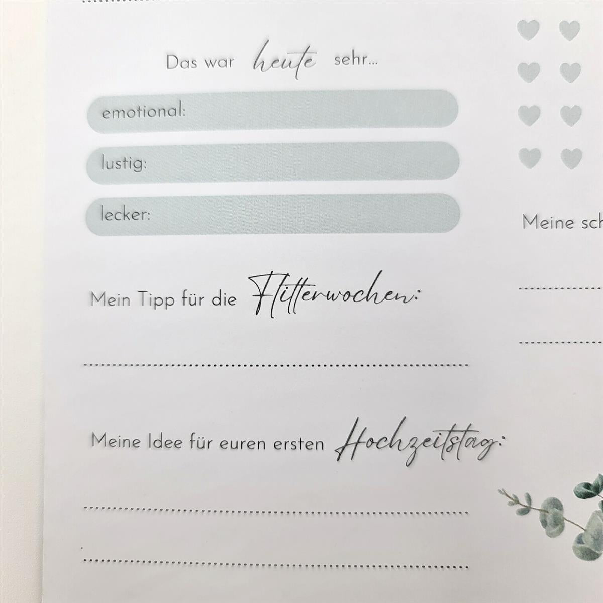 MAVANTO 50x Gästekarten Hochzeit zum Ausfüllen - Wunderschöne Gästebuchkarten als Alternative zum Gästebuch Eukalyptus