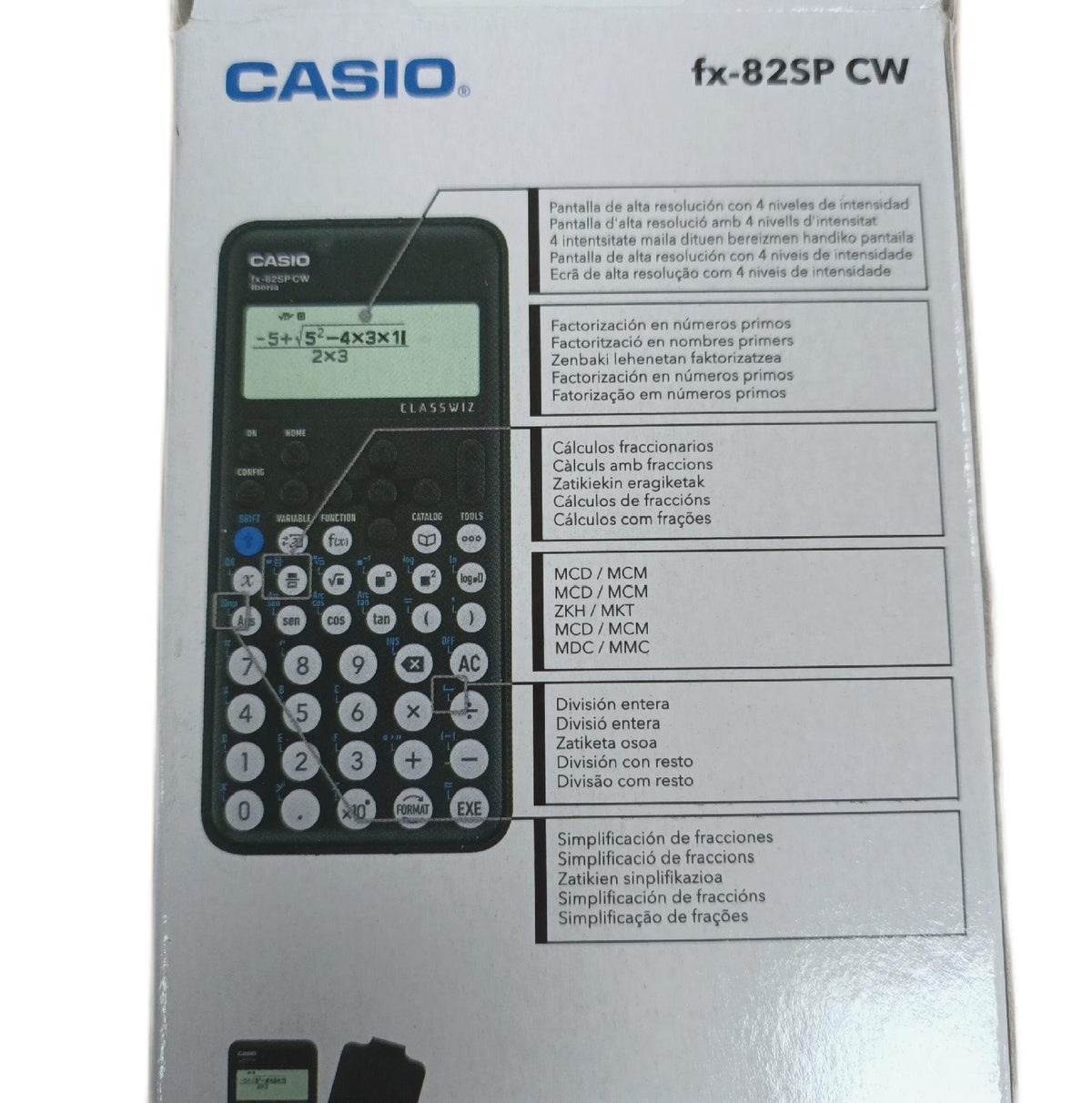 Casio FX 82SP CW Wissenschaftlicher Taschenrechner Display gestört Sprache Spanisch